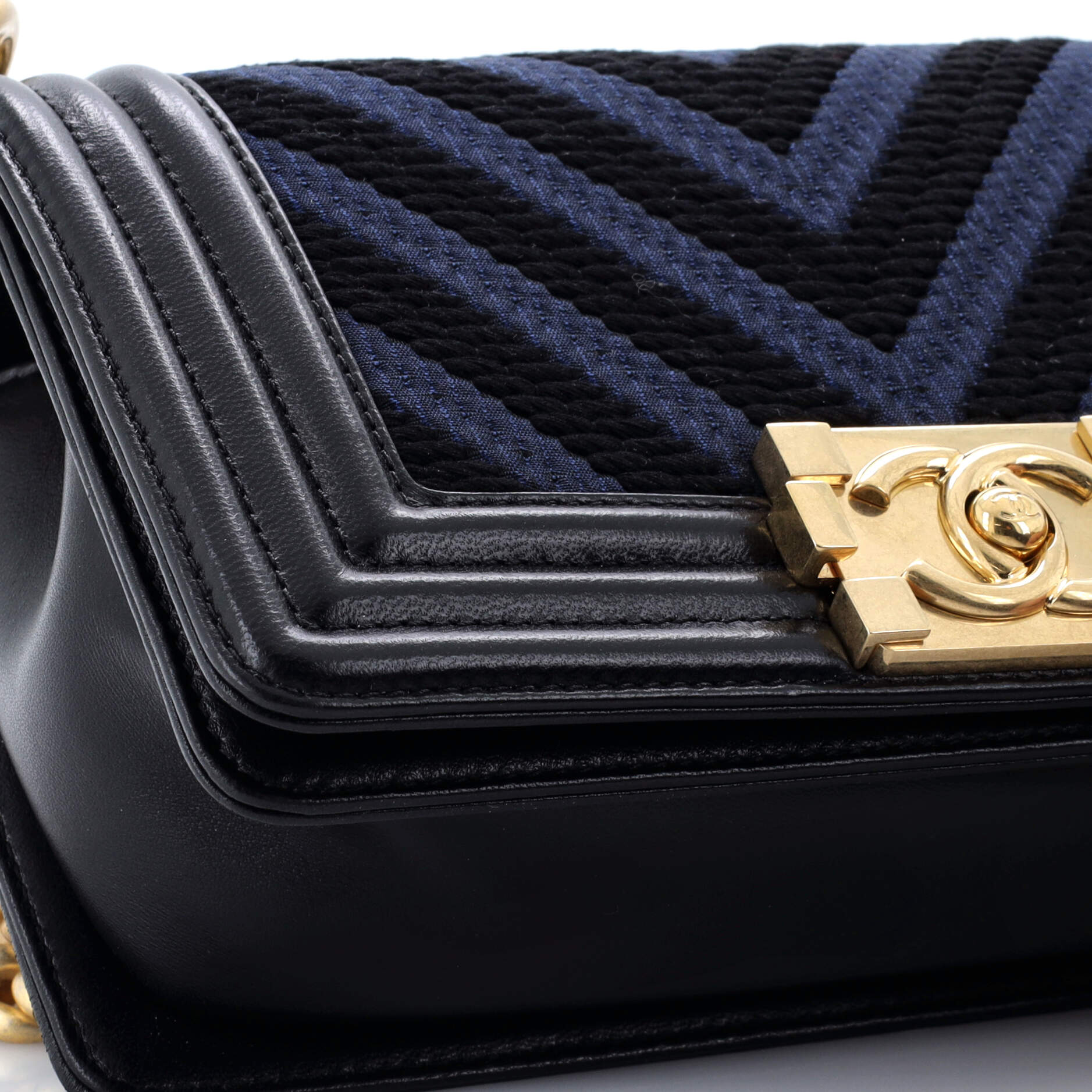 Chanel Boy Flap Bag Braided Chevron Calfskin and Lambskin Small