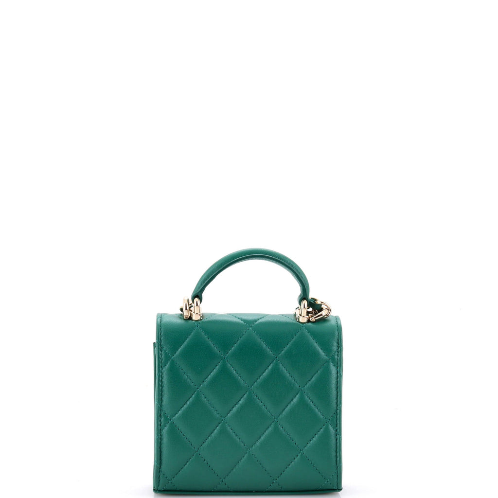 Chanel Square Classic Flap Top Handle Clutch with Chain Quilted Lambskin