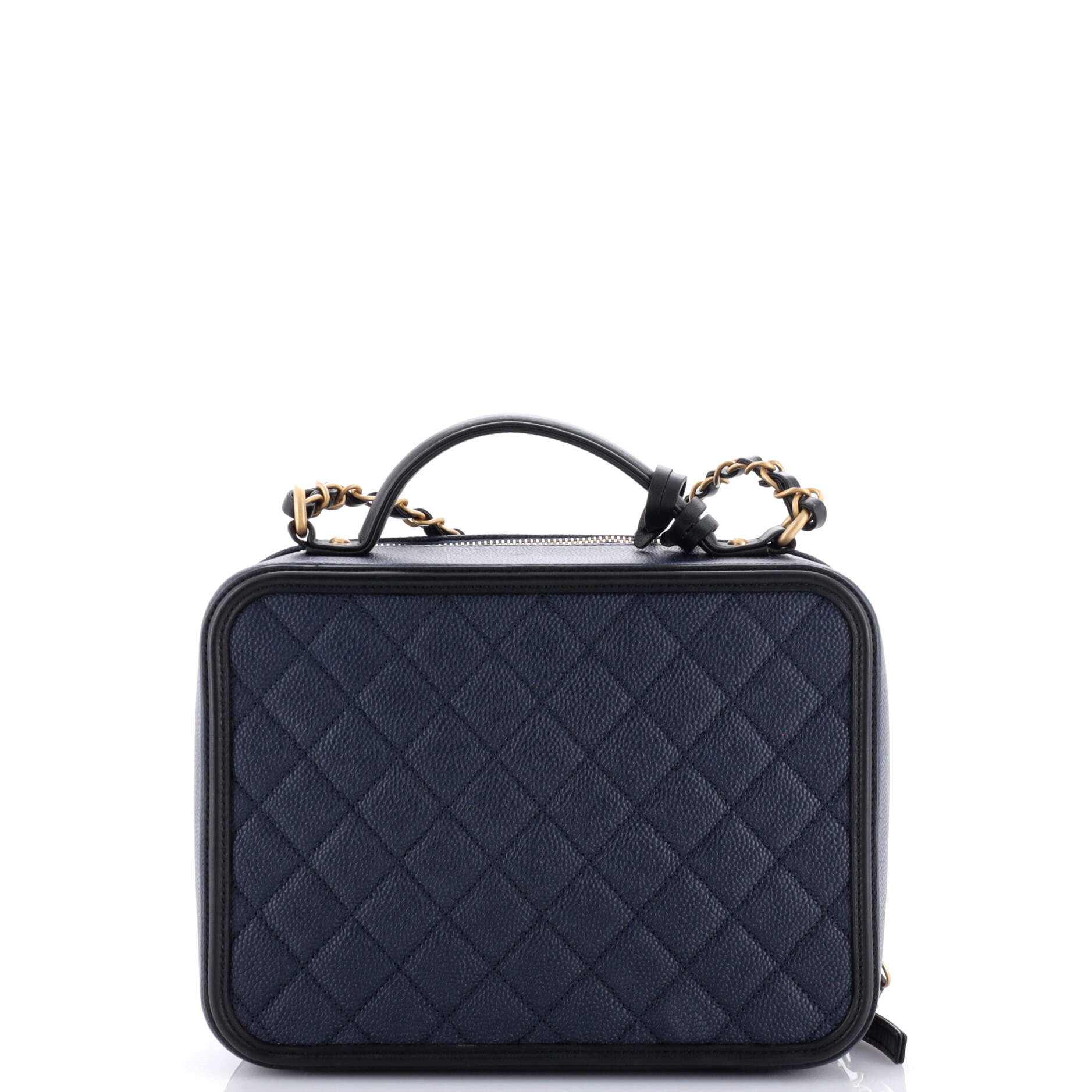 Chanel Filigree Vanity Case Quilted Caviar Large