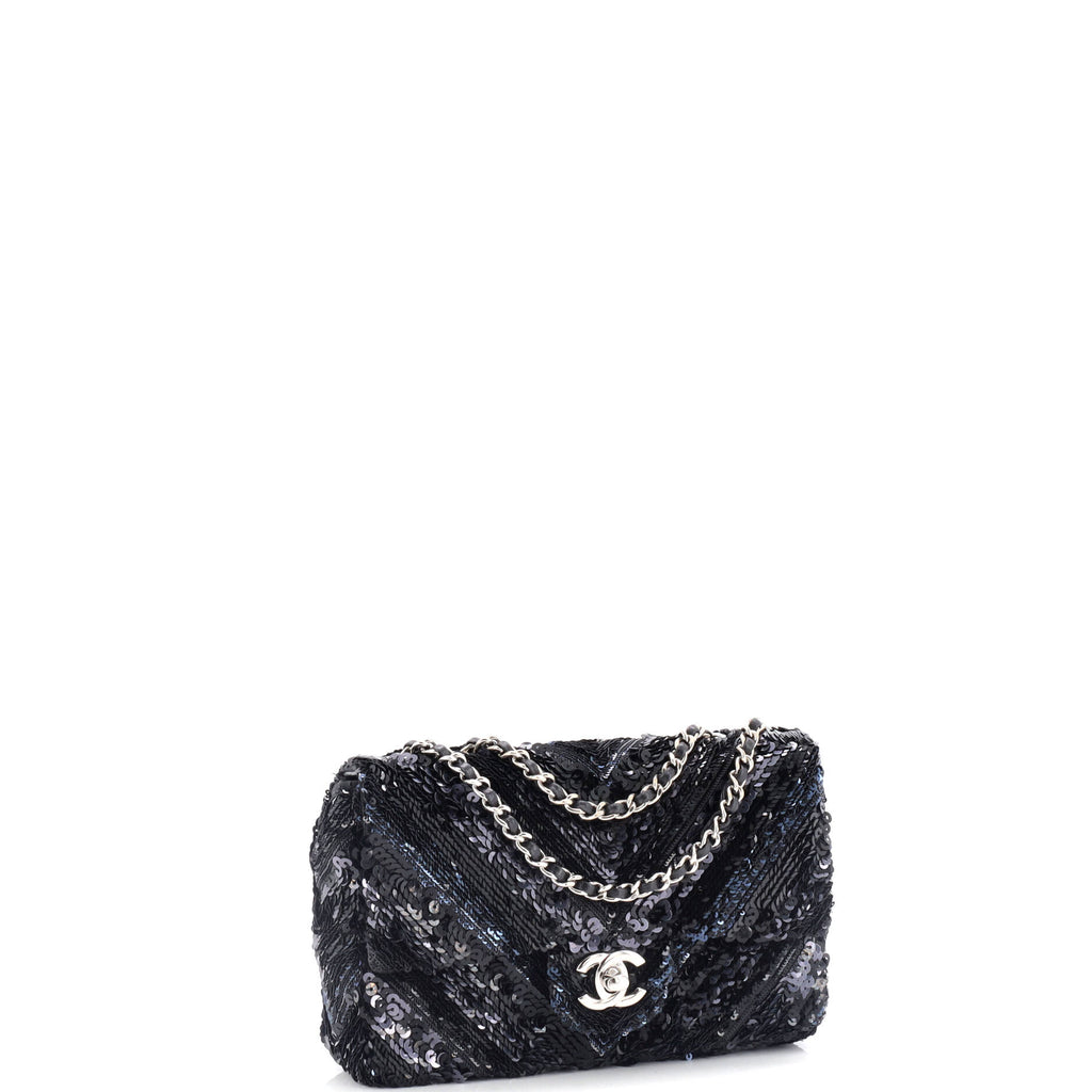 Chanel CC Flap Bag Chevron Sequins Mini