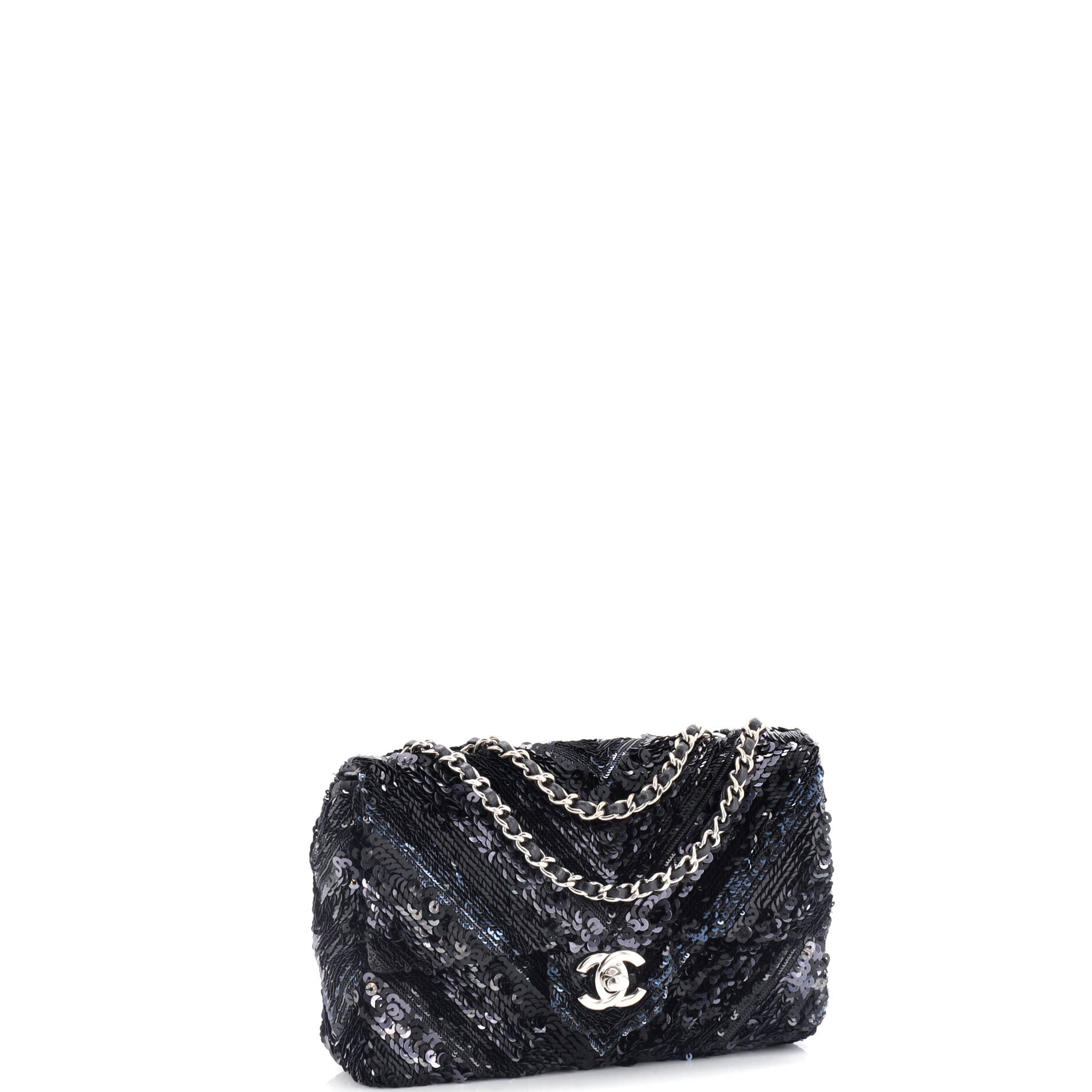 Chanel CC Flap Bag Chevron Sequins Mini
