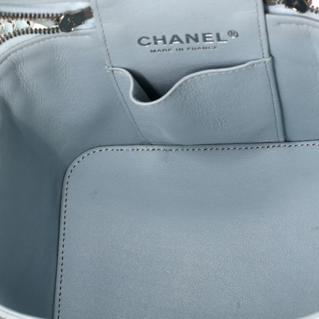 Chanel CC Top Handle Vanity Case with Chain Quilted Caviar Small
