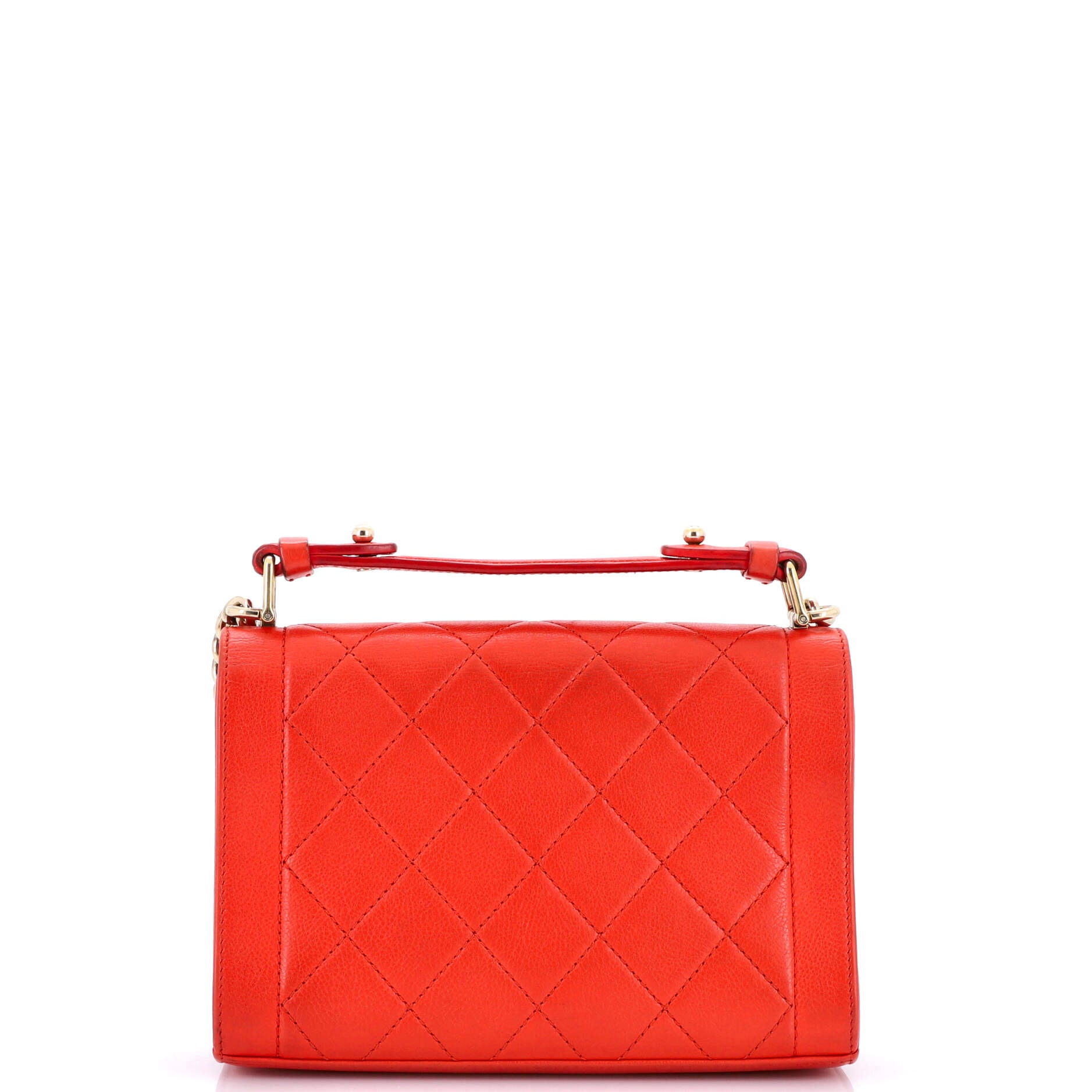 Chanel Label Click Flap Bag Quilted Calfskin Small