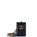 Chanel 19 ID Card Holder on Chain Quilted Goatskin