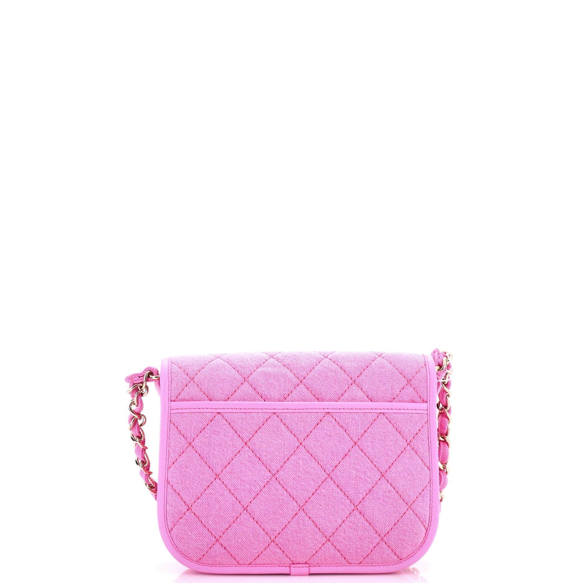 Chanel Flap Messenger Bag Quilted Denim Small