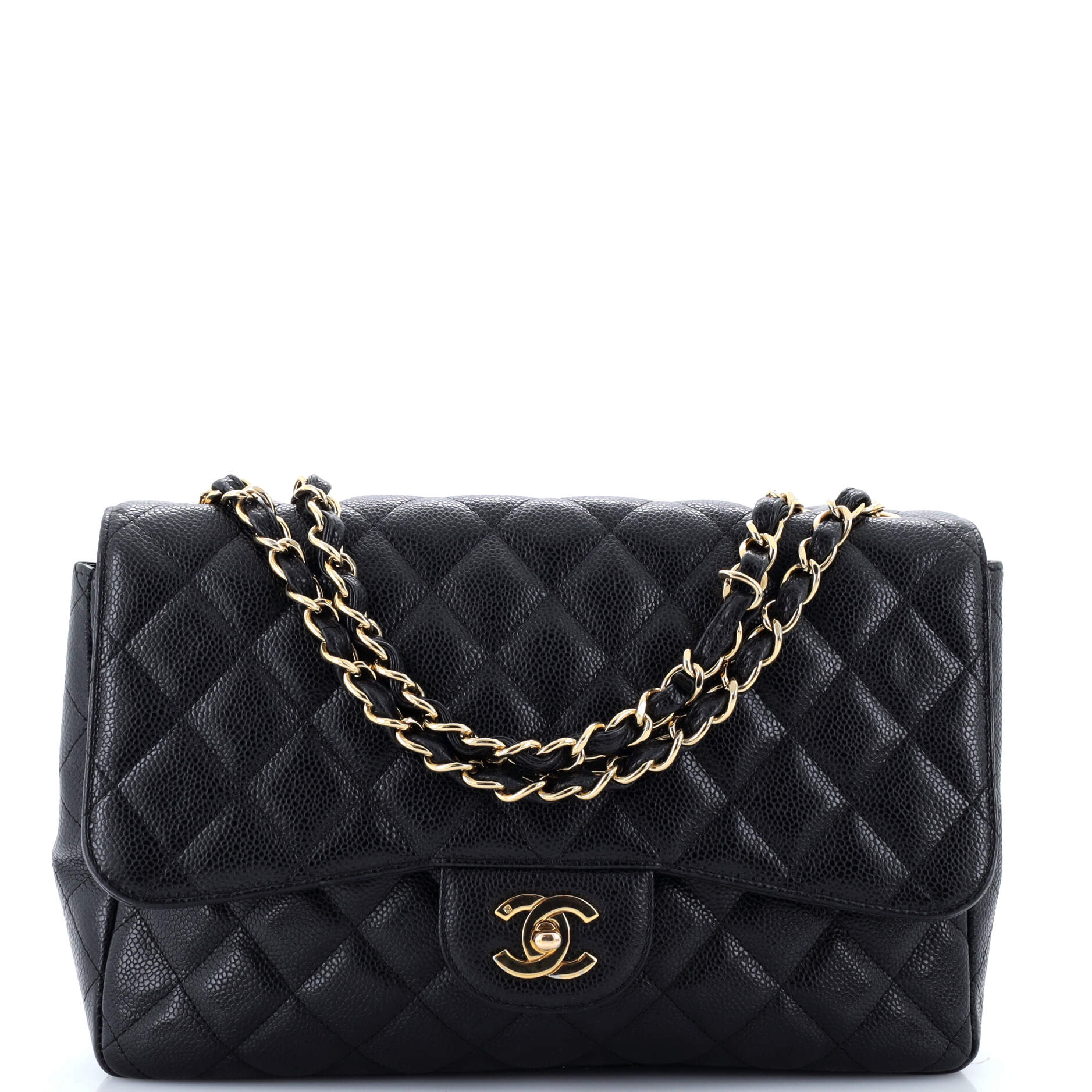 Chanel Classic Single Flap Bag Quilted Caviar Jumbo