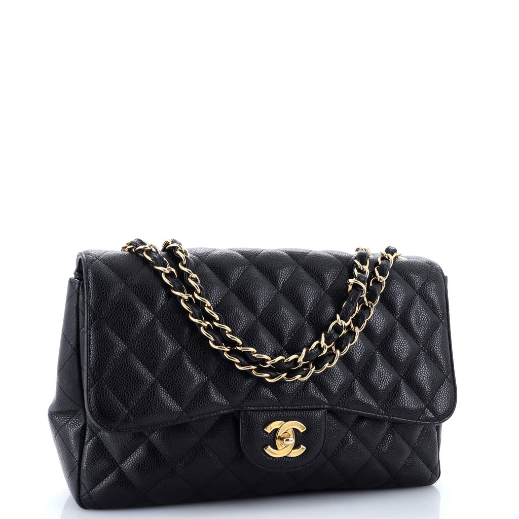 Chanel Classic Single Flap Bag Quilted Caviar Jumbo