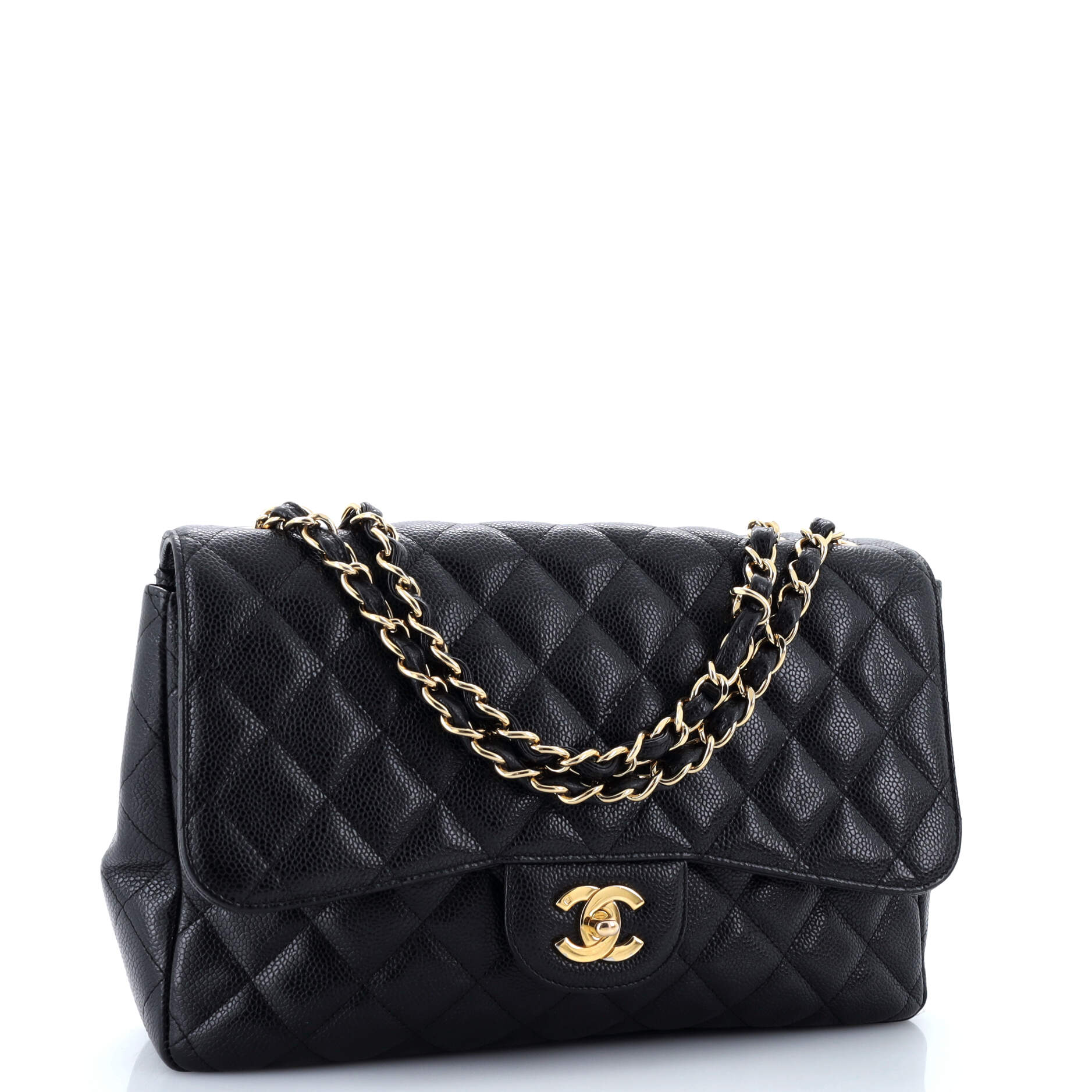 Chanel Classic Single Flap Bag Quilted Caviar Jumbo