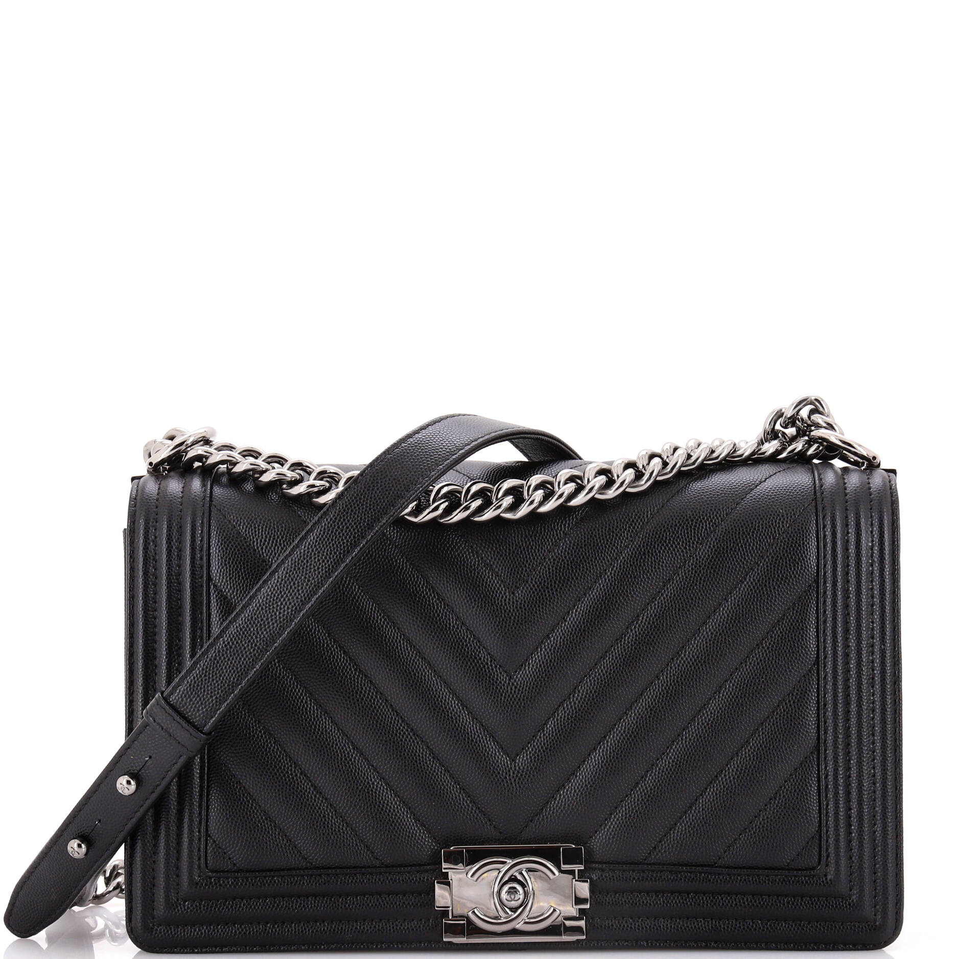 Chanel Boy Flap Bag Chevron Caviar New Medium