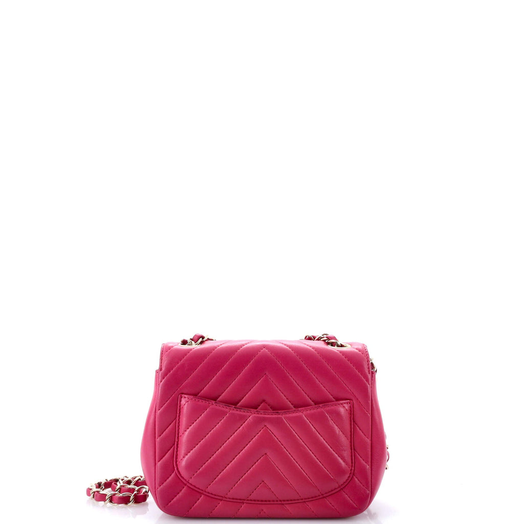 Chanel Square Classic Single Flap Bag Chevron Lambskin Mini