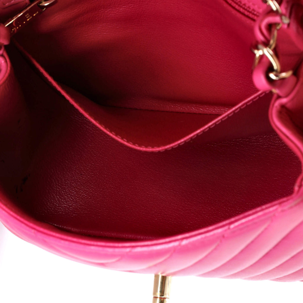 Chanel Square Classic Single Flap Bag Chevron Lambskin Mini