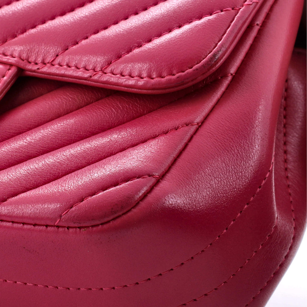 Chanel Square Classic Single Flap Bag Chevron Lambskin Mini