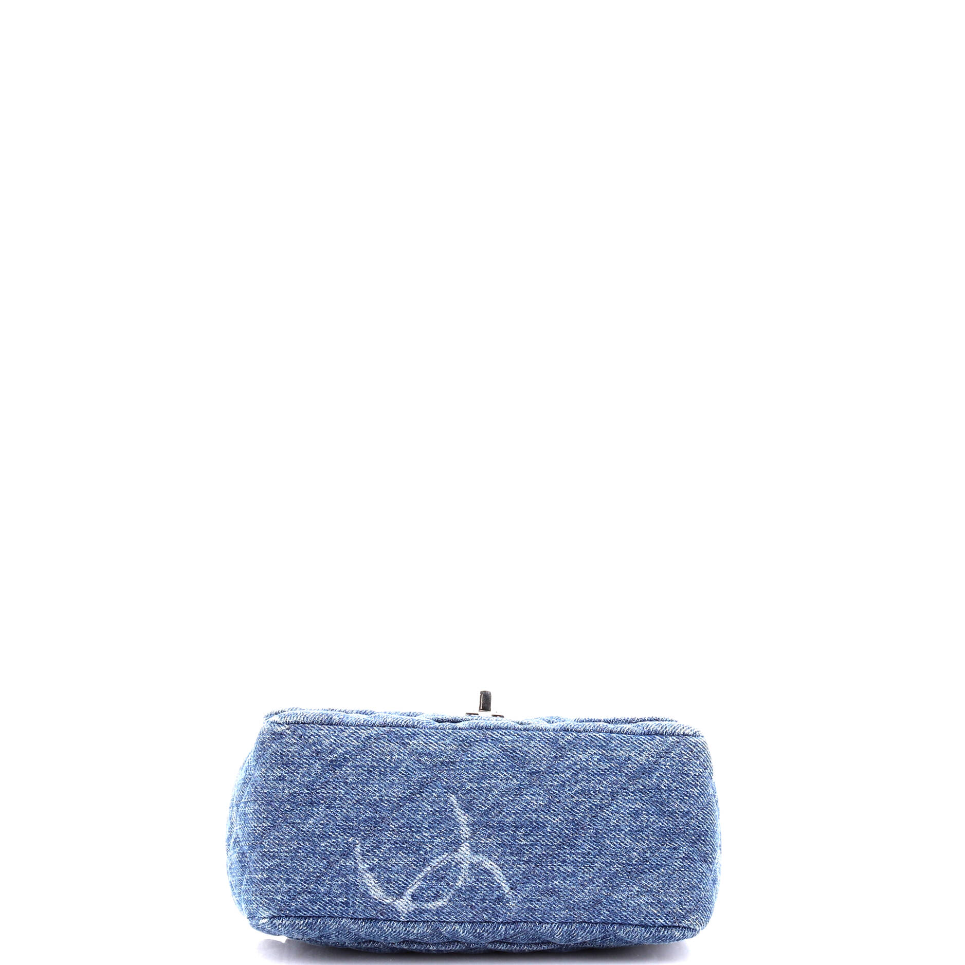 Chanel Square Classic Single Flap Bag Quilted CC Printed Denim Mini