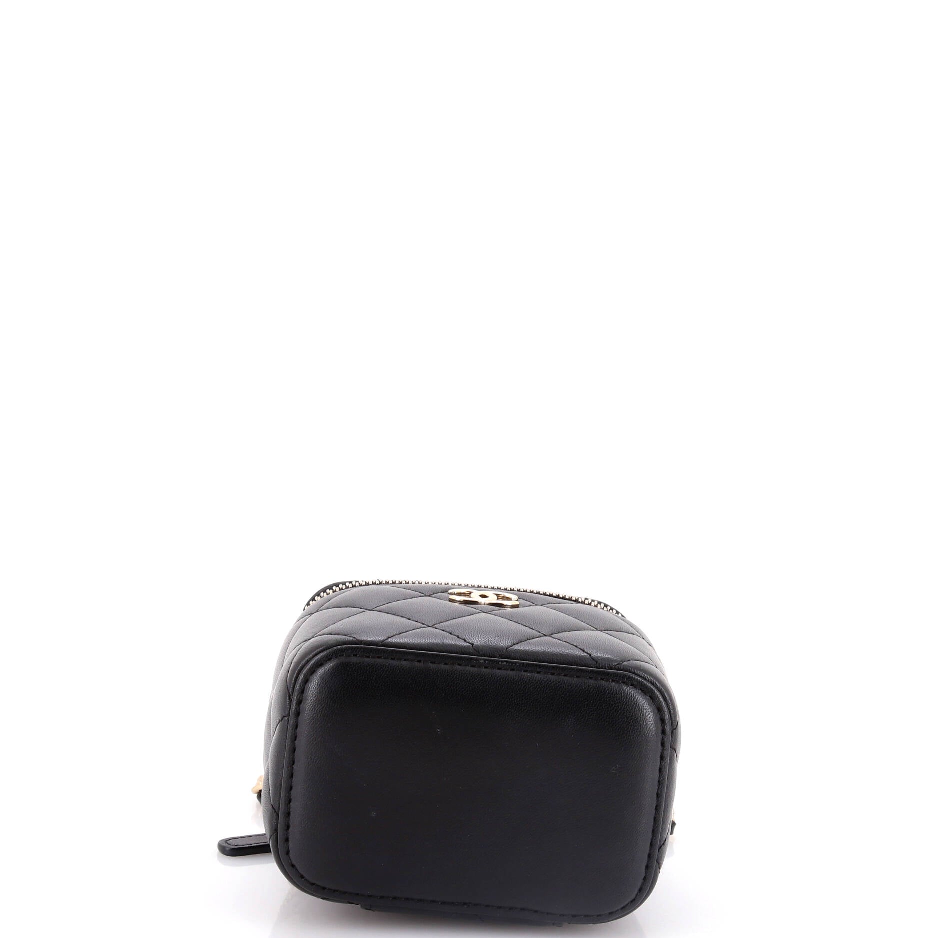 Chanel Classic Top Handle Vanity Case with Chain Quilted Lambskin Mini
