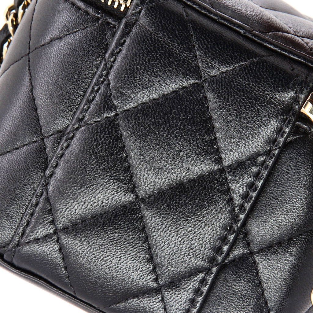 Chanel Classic Top Handle Vanity Case with Chain Quilted Lambskin Mini