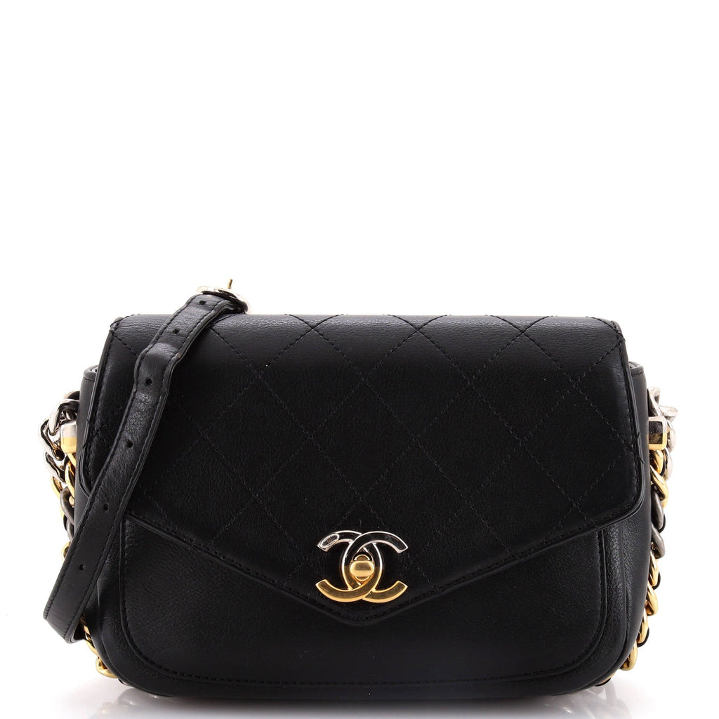 Chanel Two Tone Envelope Flap Bag Quilted Calfskin Medium