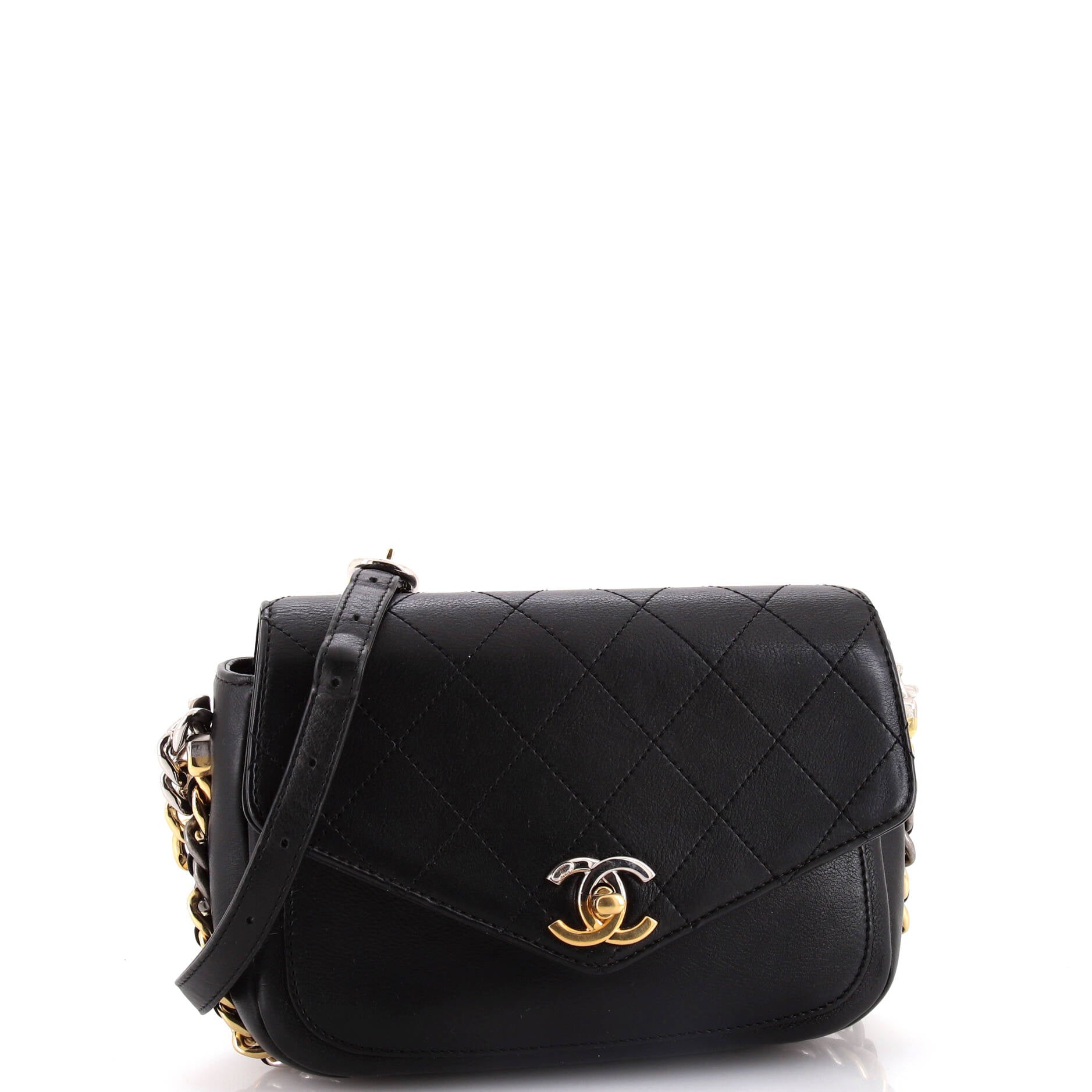 Chanel Two Tone Envelope Flap Bag Quilted Calfskin Medium