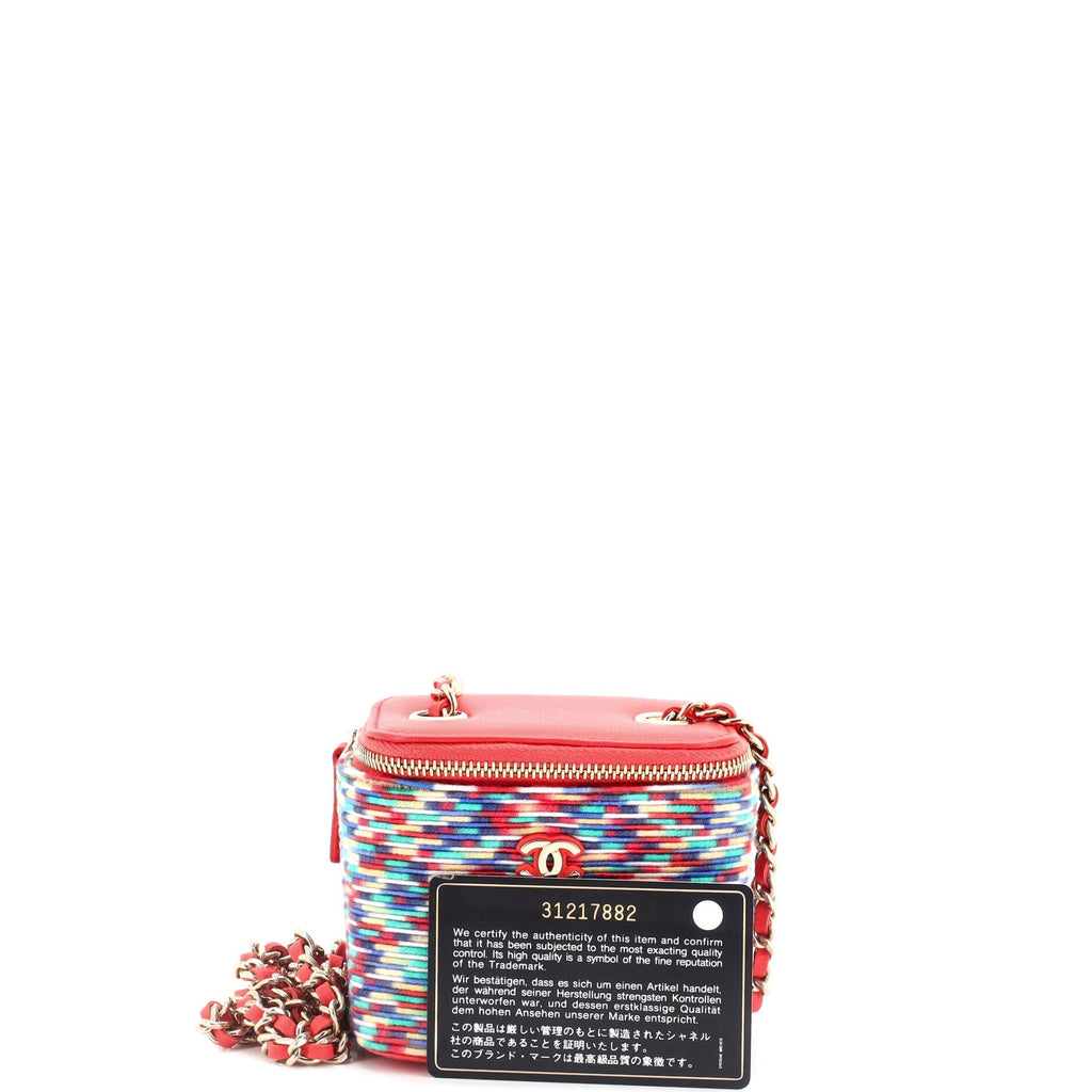 Chanel Classic Vanity Case with Chain Multicolor Embroidered Thread Mini