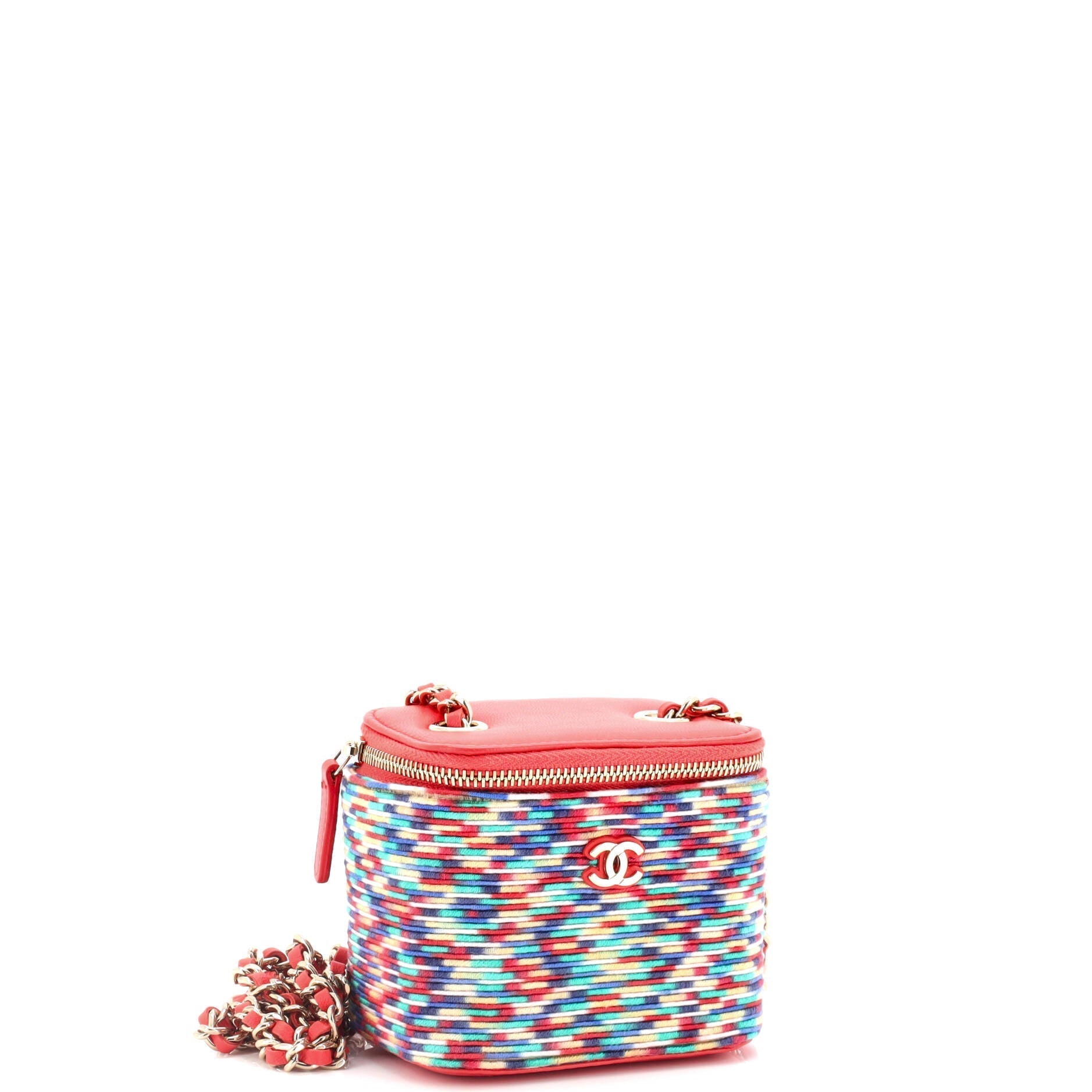 Chanel Classic Vanity Case with Chain Multicolor Embroidered Thread Mini