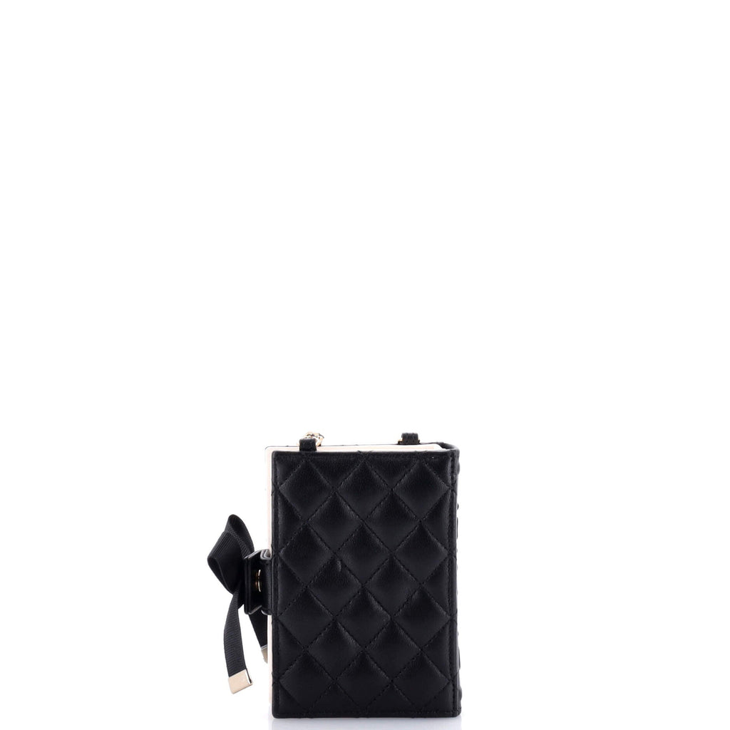 Chanel CC Book Card Holder with Chain Quilted Lambskin