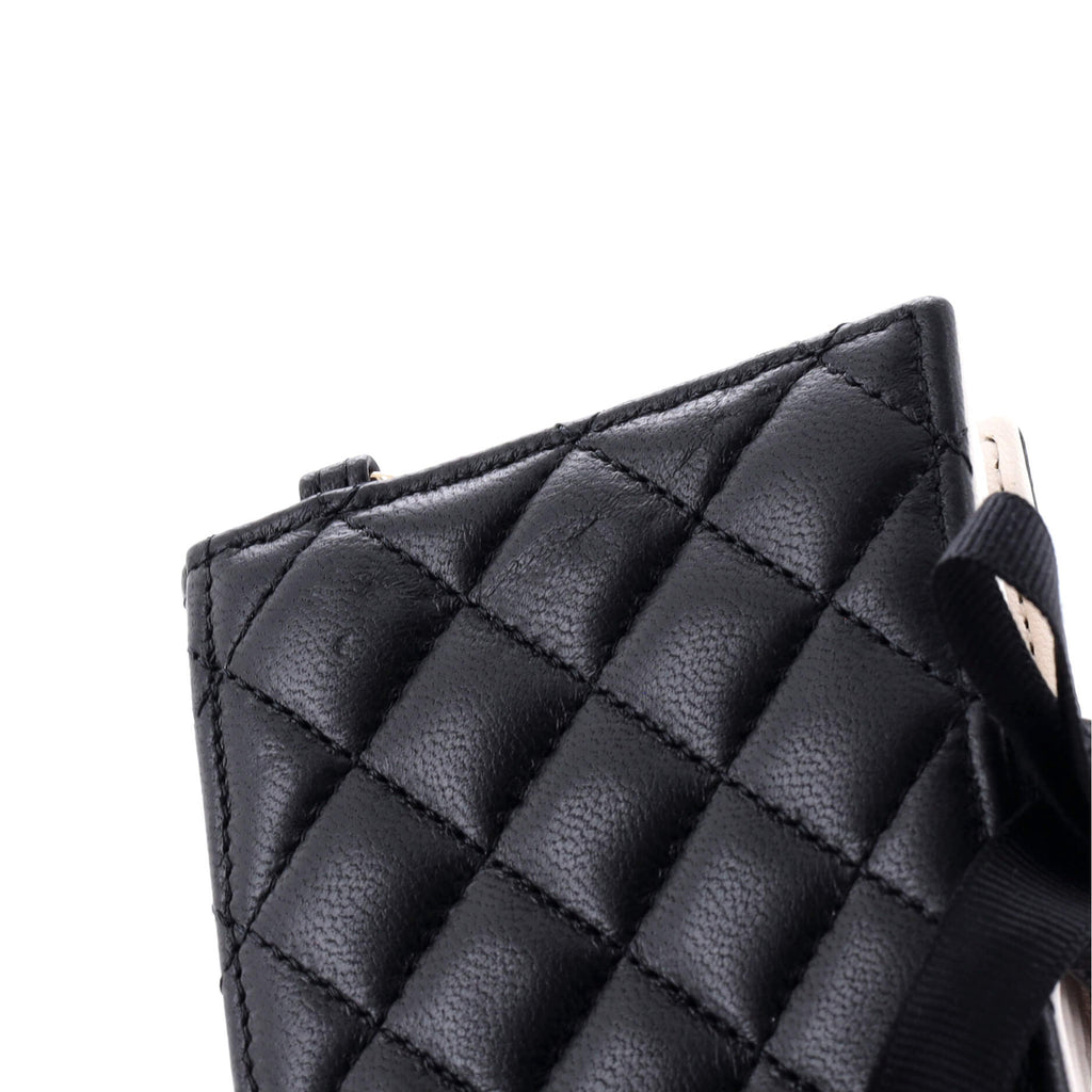Chanel CC Book Card Holder with Chain Quilted Lambskin