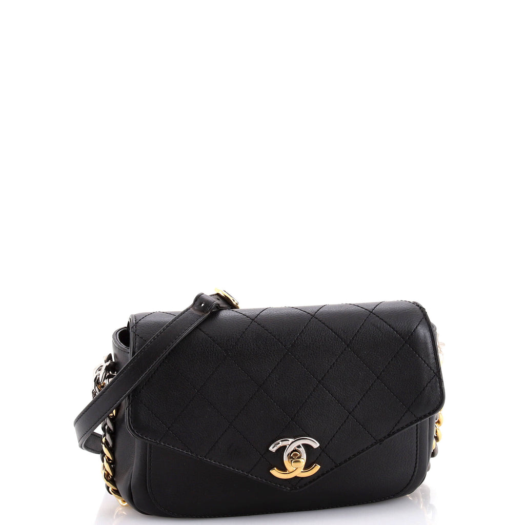 Chanel Two Tone Envelope Flap Bag Quilted Calfskin Medium