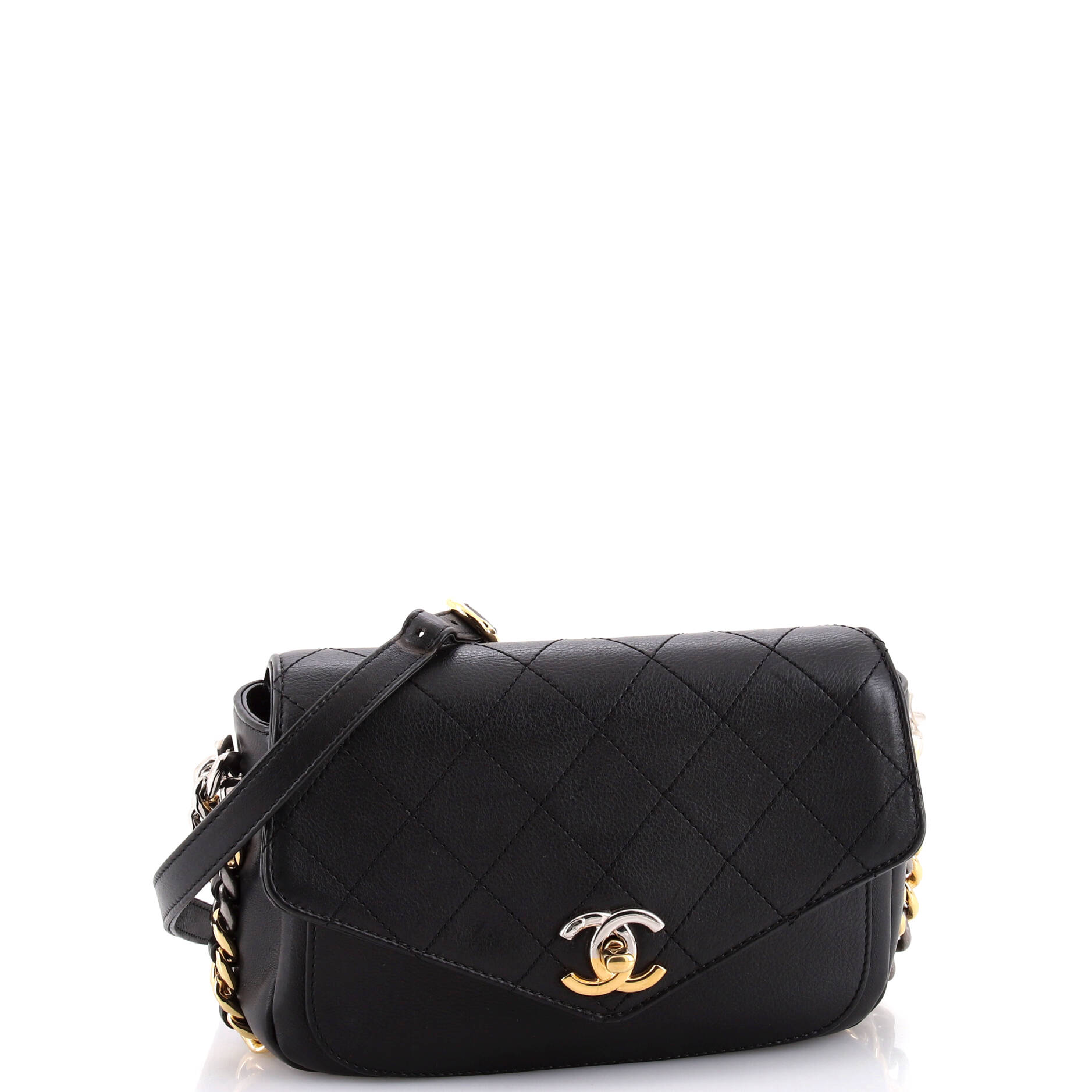 Chanel Two Tone Envelope Flap Bag Quilted Calfskin Medium