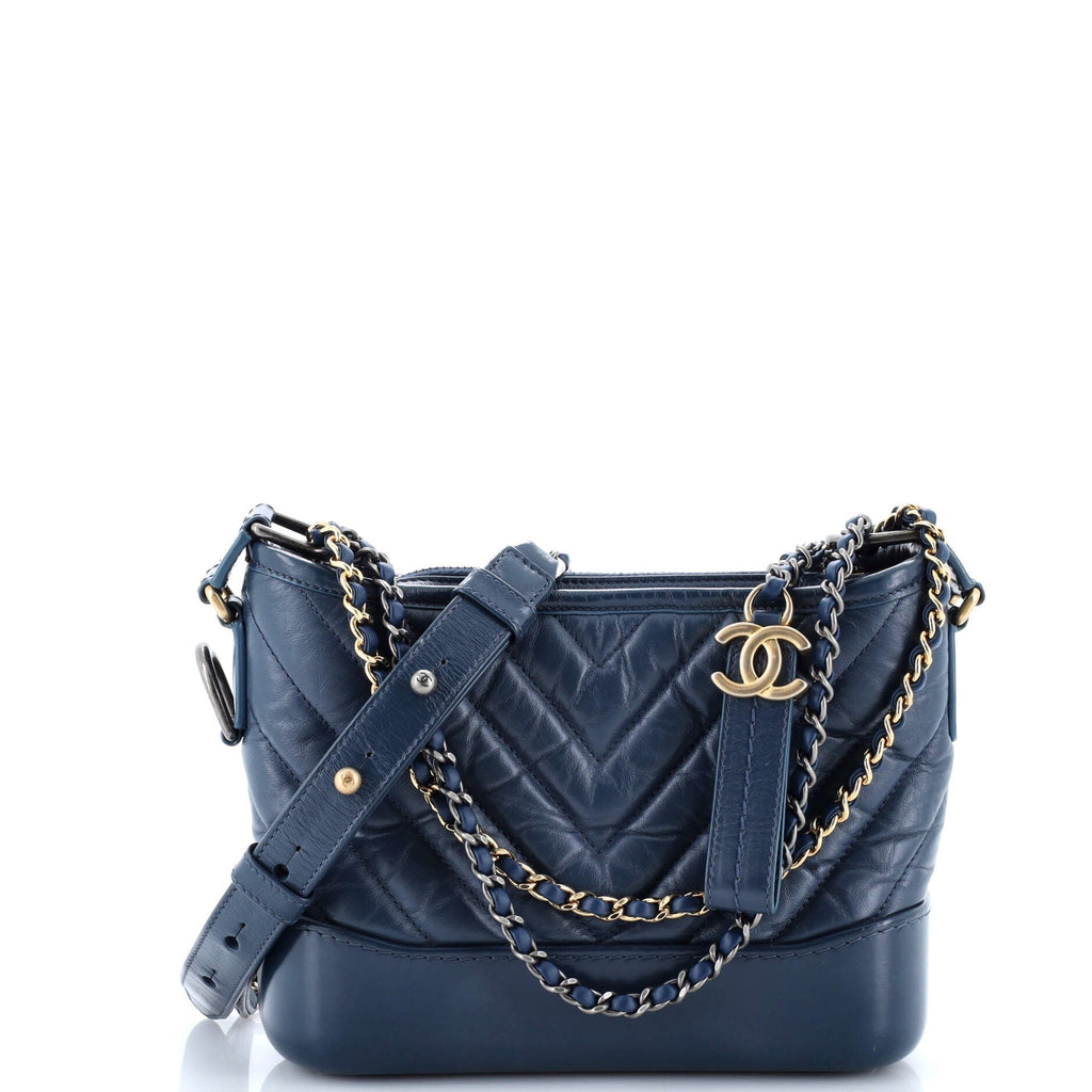 Chanel Gabrielle Hobo Chevron Aged Calfskin Small