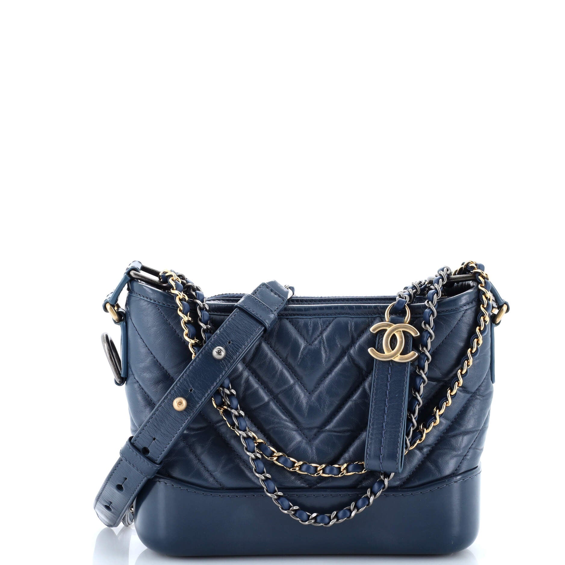 Chanel Gabrielle Hobo Chevron Aged Calfskin Small