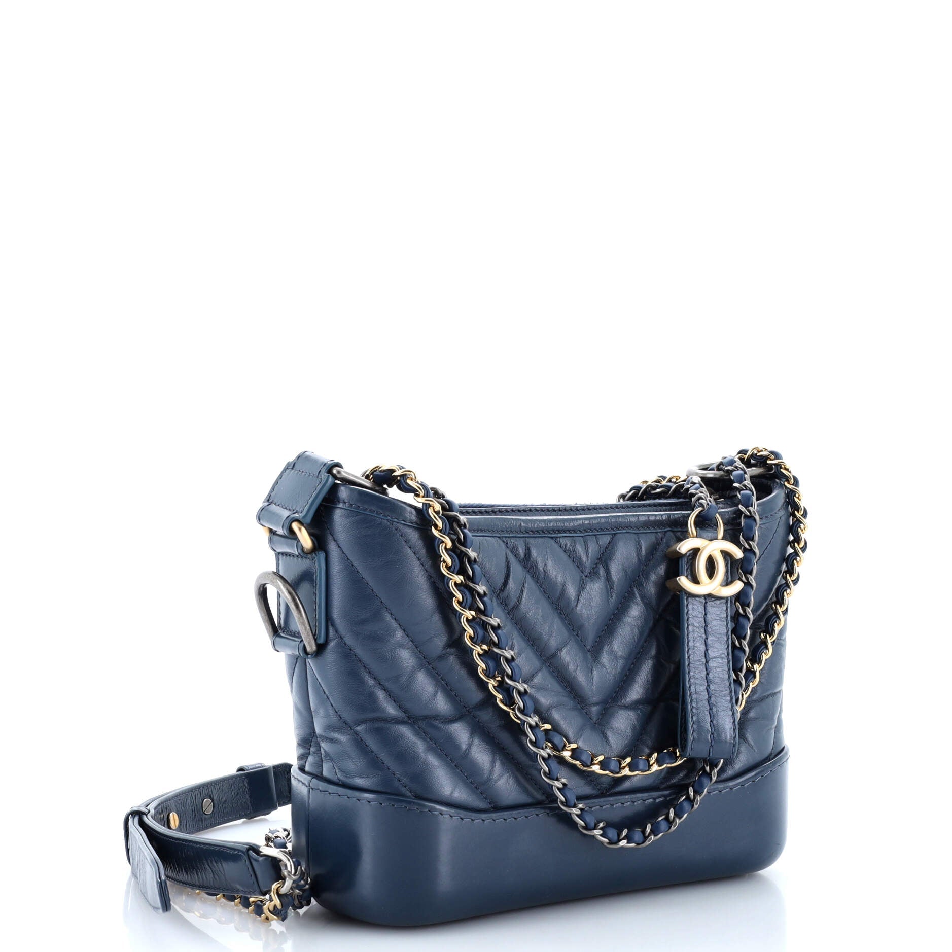 Chanel Gabrielle Hobo Chevron Aged Calfskin Small