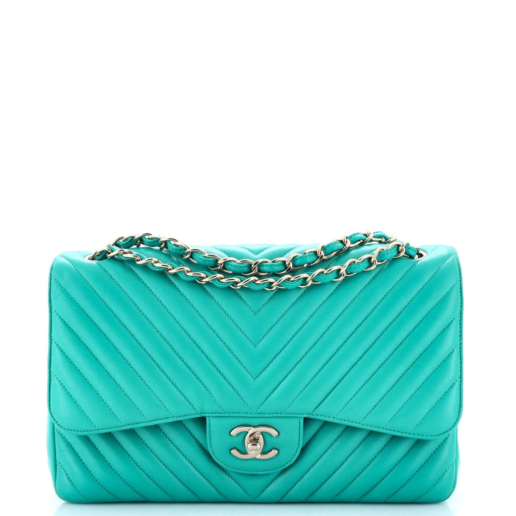 Chanel Classic Double Flap Bag Chevron Lambskin Jumbo