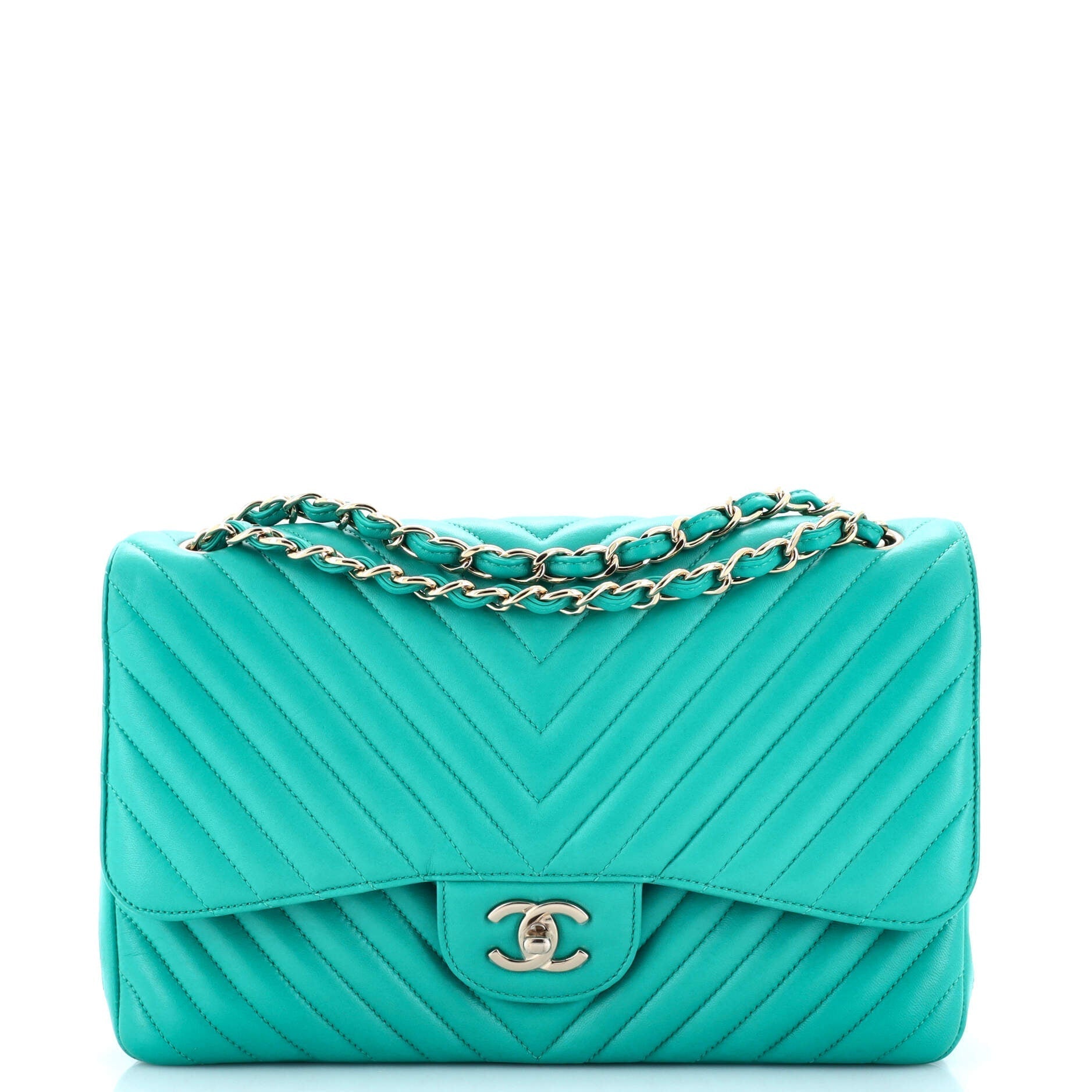 Chanel Classic Double Flap Bag Chevron Lambskin Jumbo