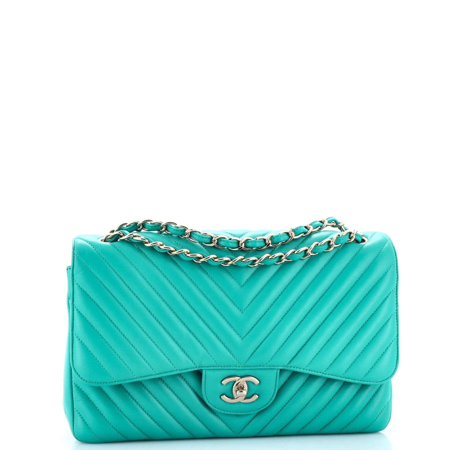 Chanel Classic Double Flap Bag Chevron Lambskin Jumbo