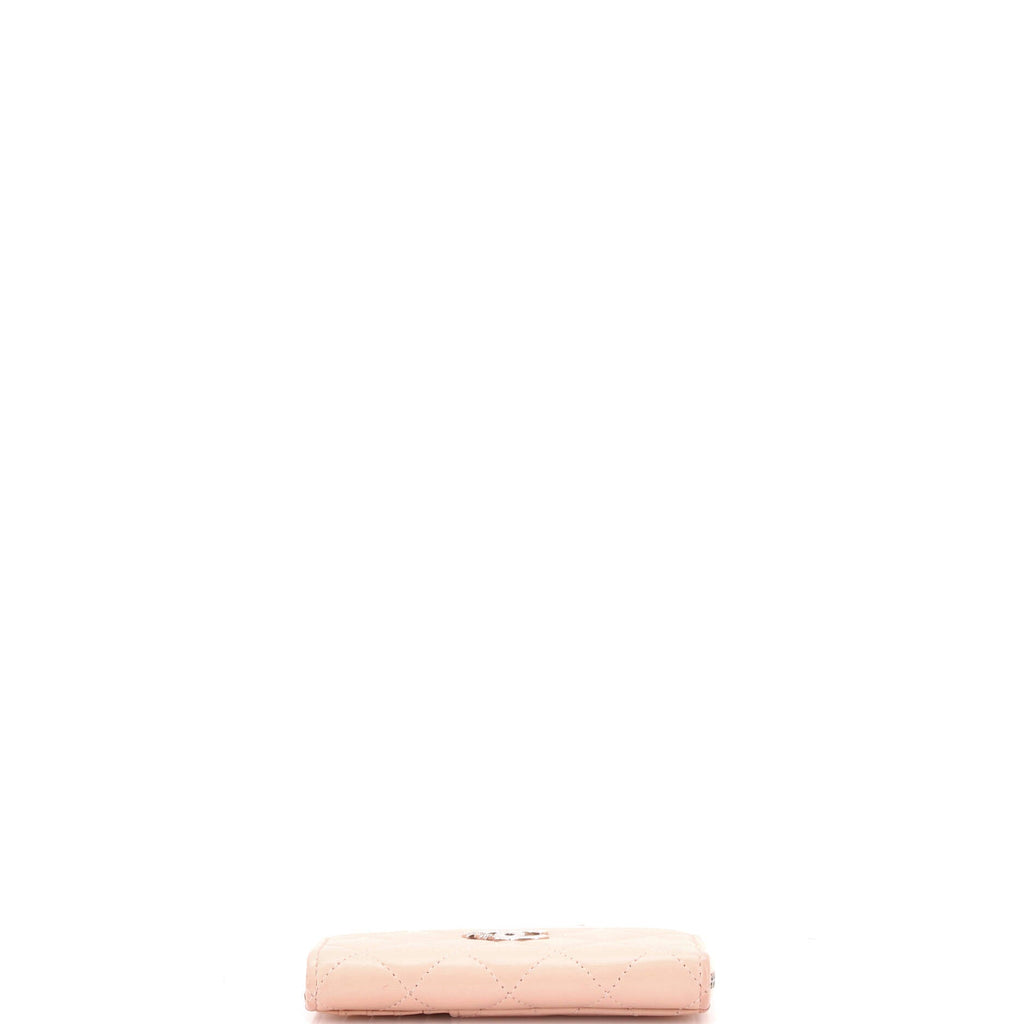 Chanel CC Stars Zip Around Card Holder Quilted Lambskin
