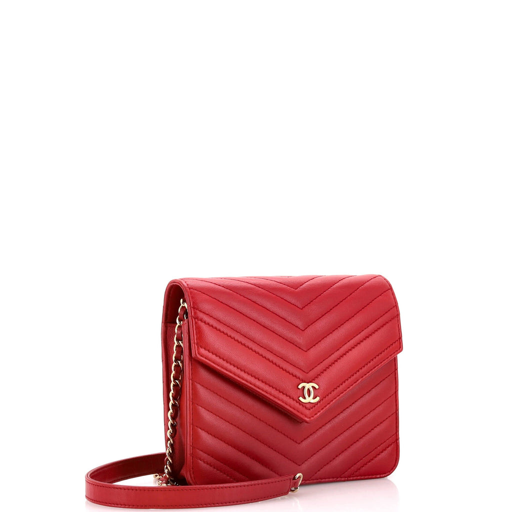 Chanel Square Wallet on Chain Chevron Calfskin