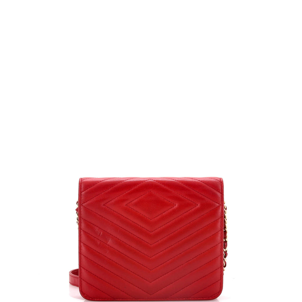 Chanel Square Wallet on Chain Chevron Calfskin