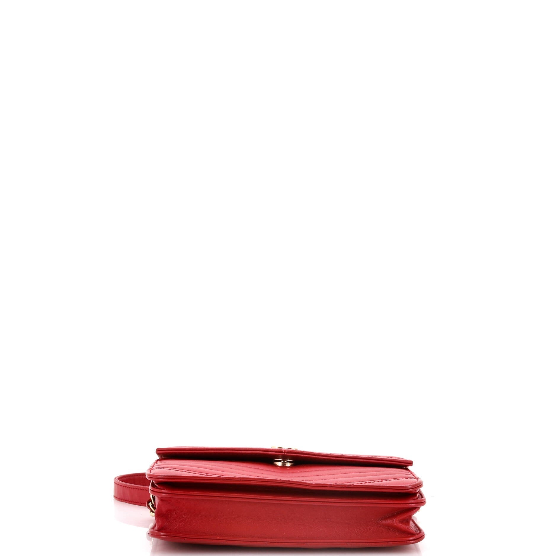 Chanel Square Wallet on Chain Chevron Calfskin