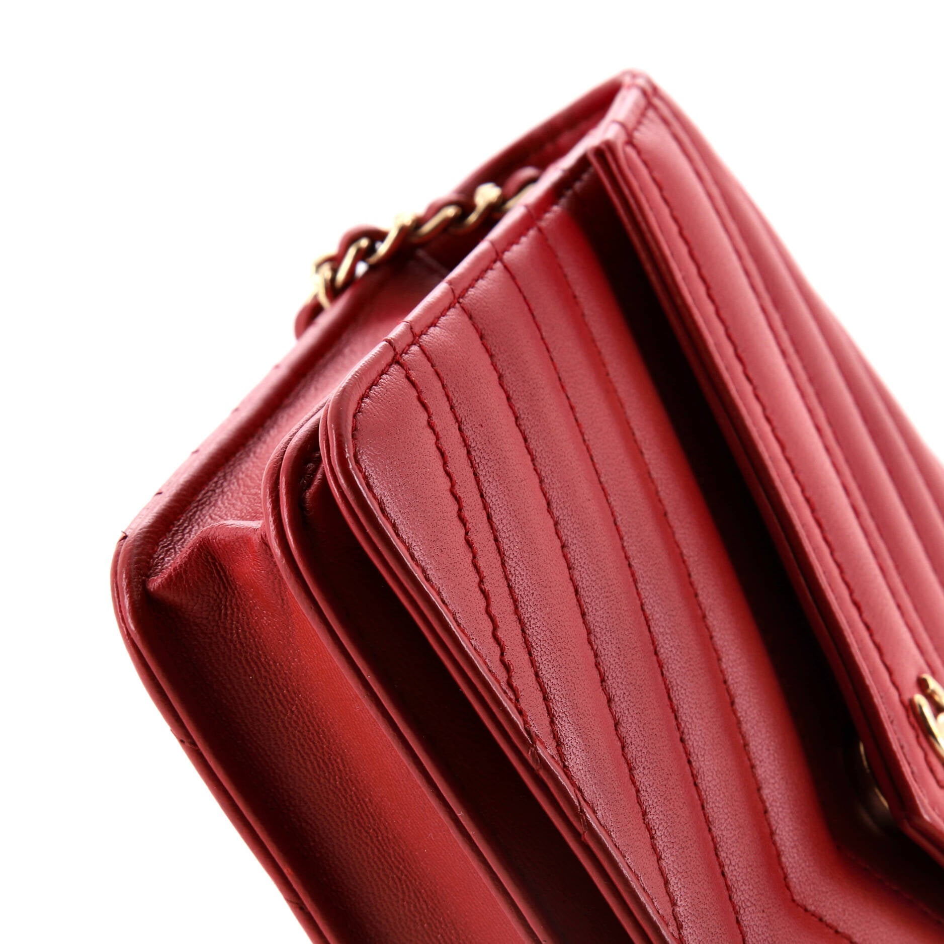 Chanel Square Wallet on Chain Chevron Calfskin