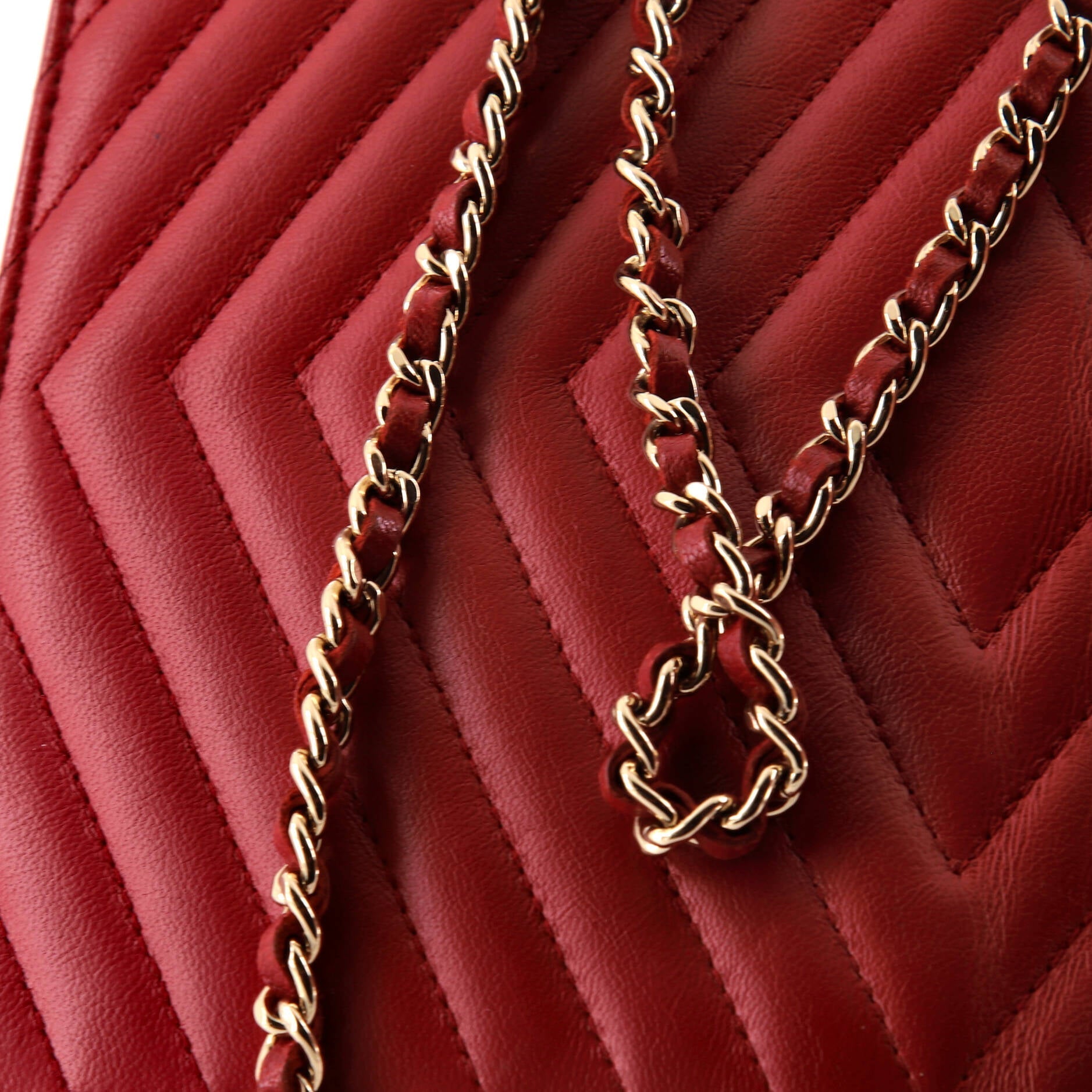 Chanel Square Wallet on Chain Chevron Calfskin