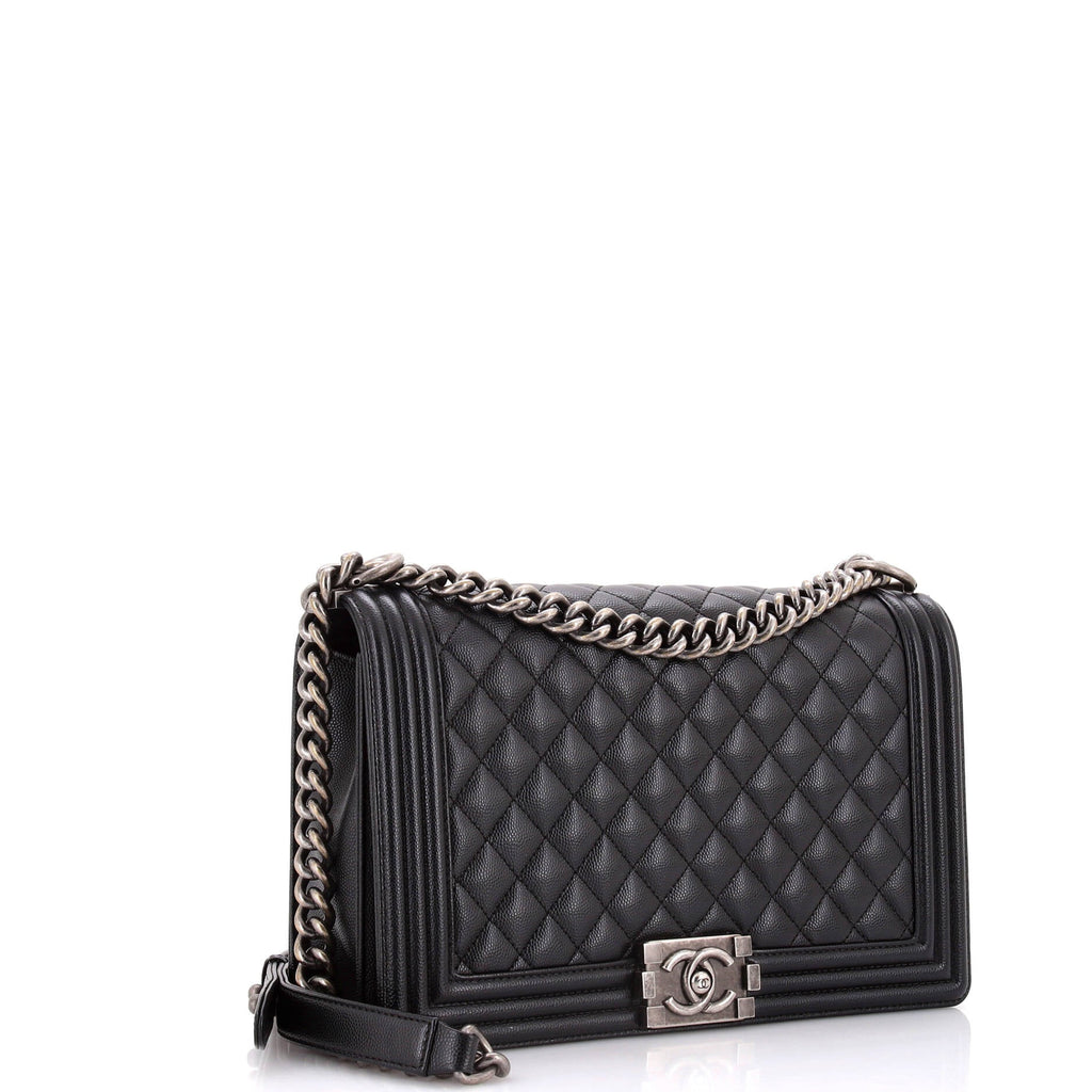 Chanel Boy Flap Bag Quilted Caviar New Medium