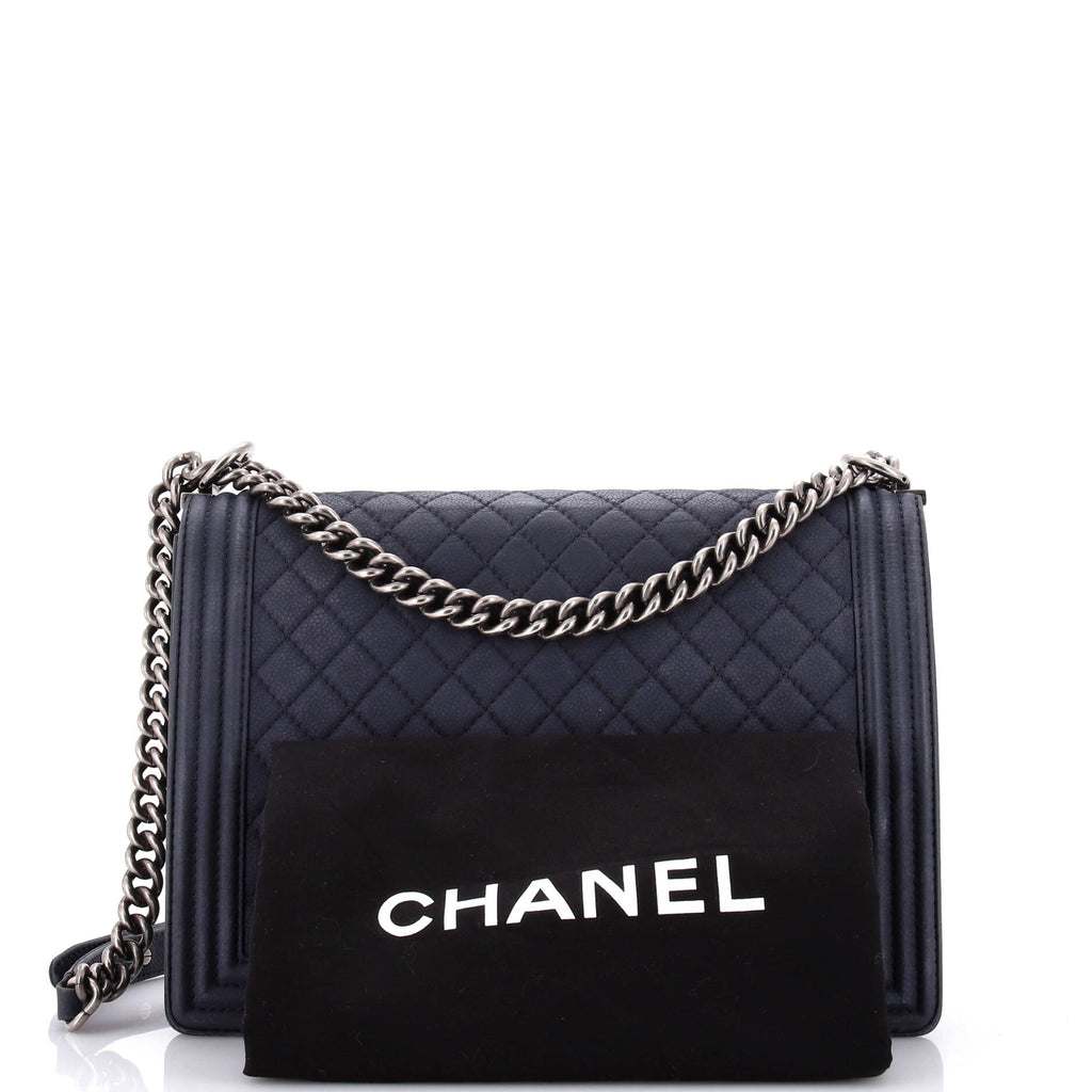 Chanel Boy Flap Bag Quilted Matte Caviar Large