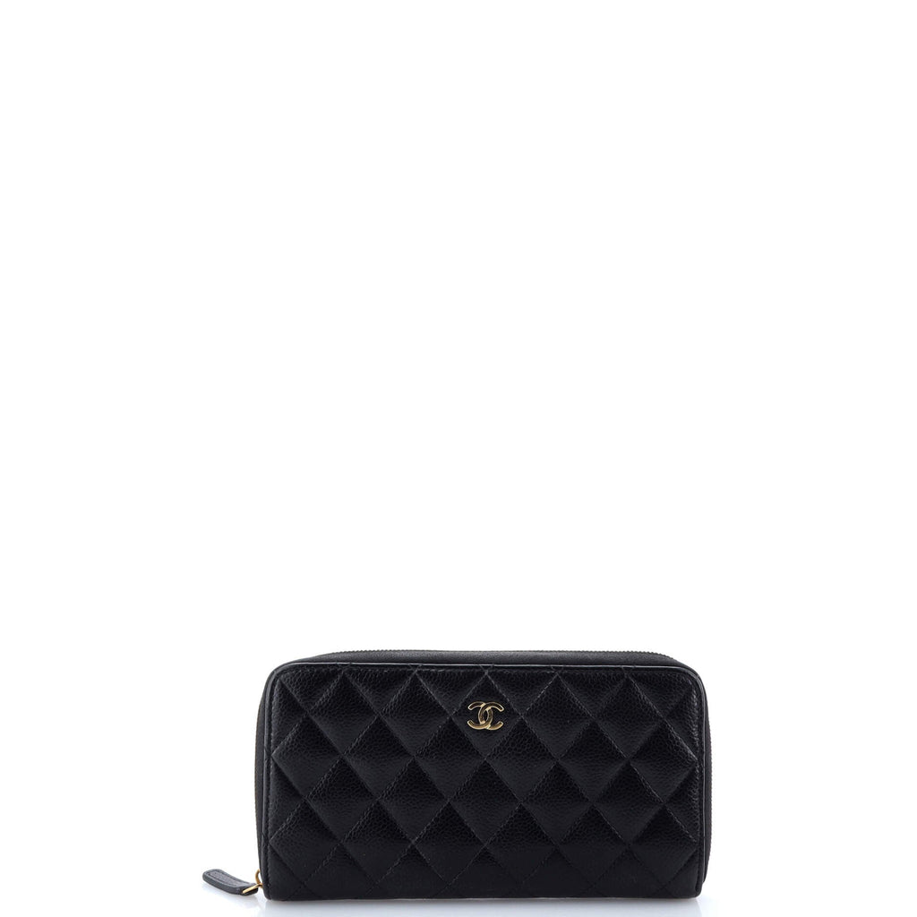 Chanel Zip Around Wallet Quilted Caviar Long