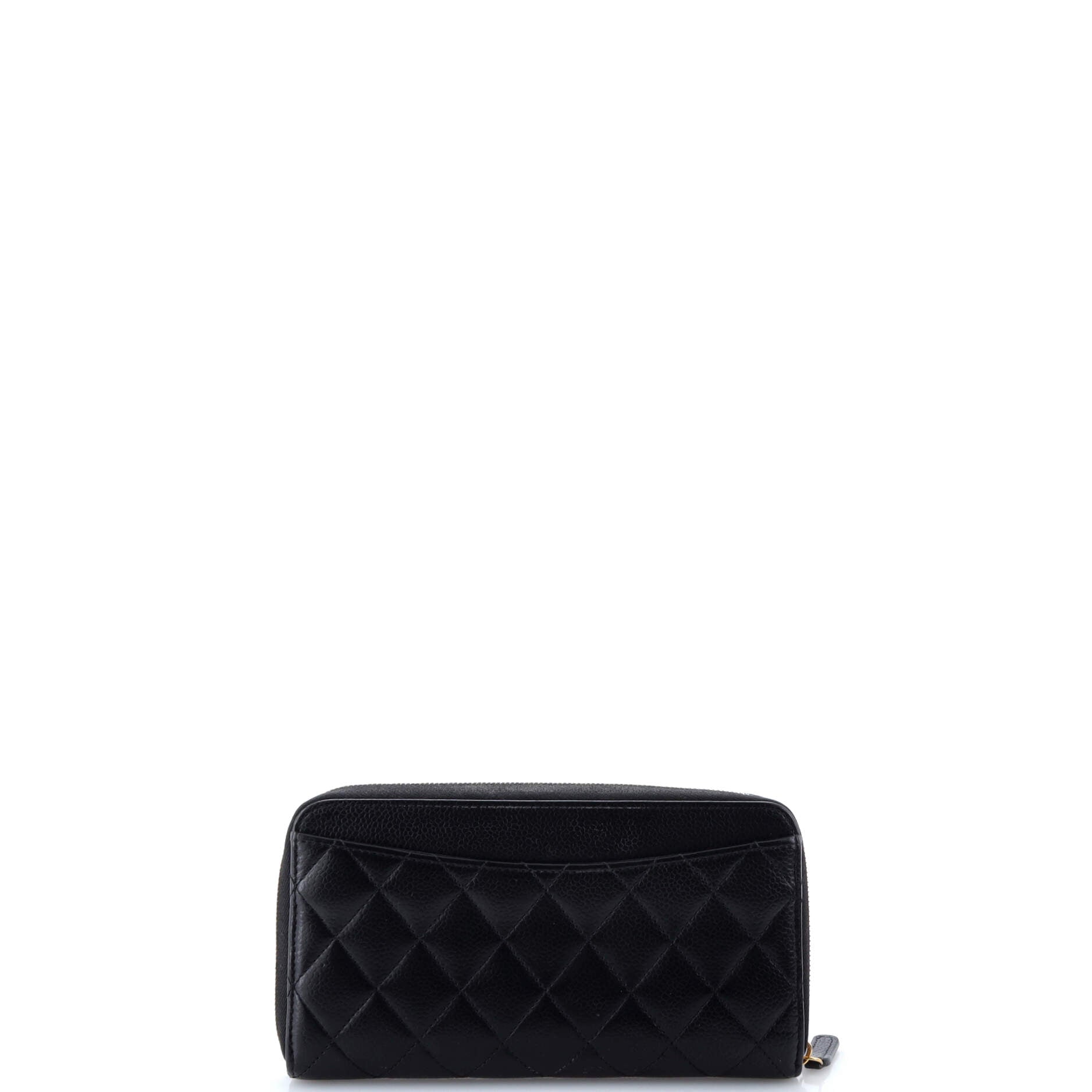 Chanel Zip Around Wallet Quilted Caviar Long