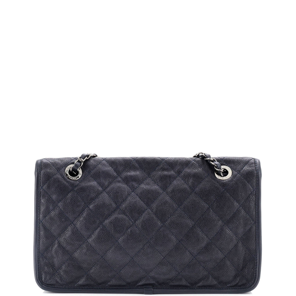 Chanel French Riviera Flap Bag Quilted Caviar Medium