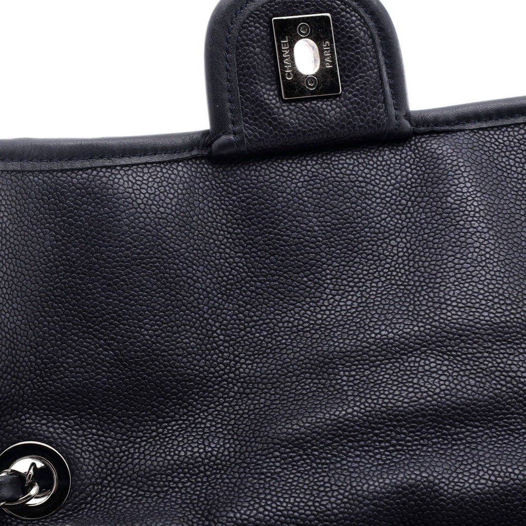 Chanel French Riviera Flap Bag Quilted Caviar Medium