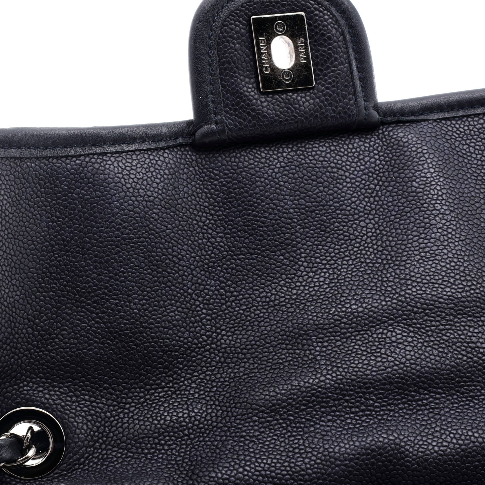 Chanel French Riviera Flap Bag Quilted Caviar Medium