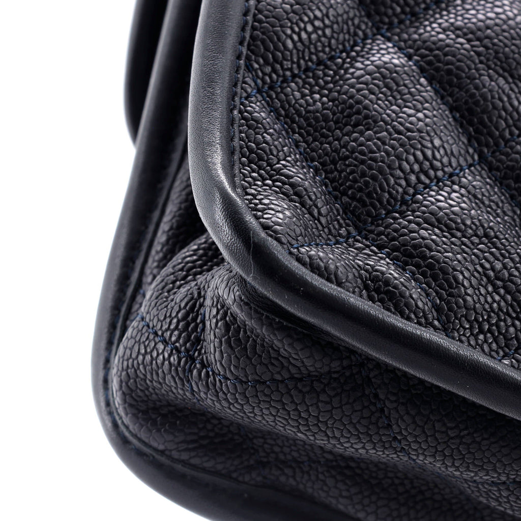 Chanel French Riviera Flap Bag Quilted Caviar Medium