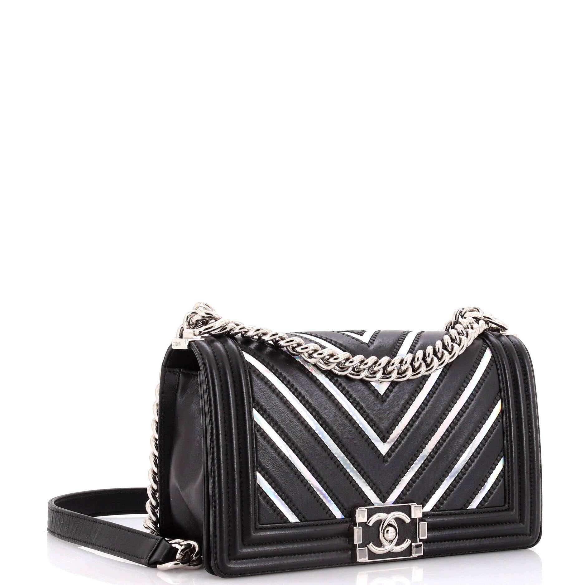 Chanel Boy Flap Bag Chevron Lambskin with Holographic PVC Old Medium