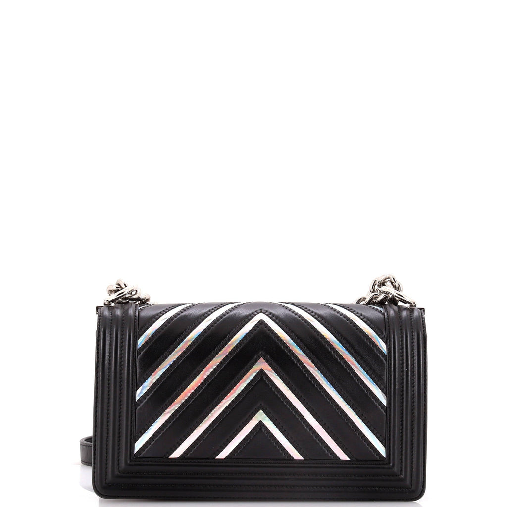 Chanel Boy Flap Bag Chevron Lambskin with Holographic PVC Old Medium