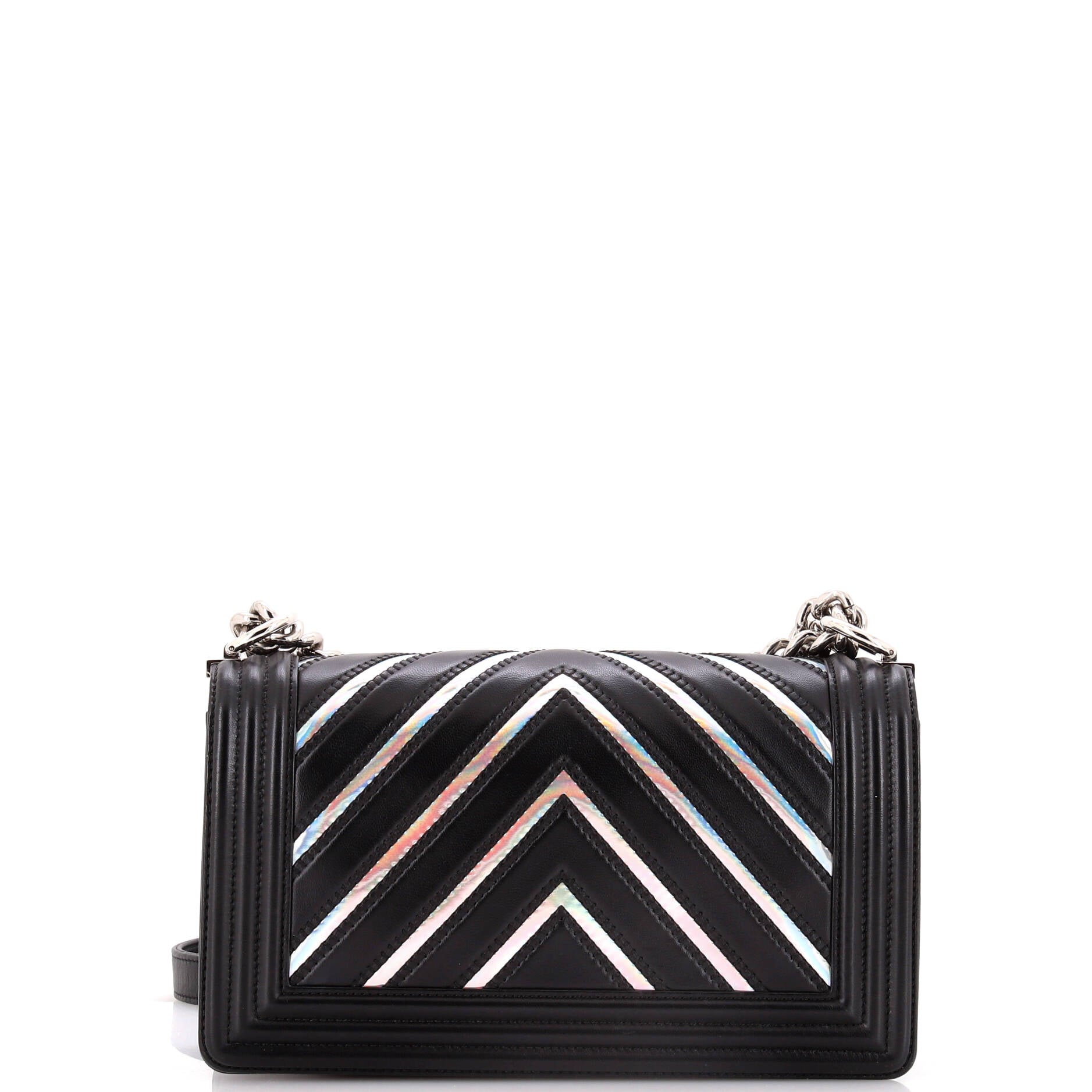Chanel Boy Flap Bag Chevron Lambskin with Holographic PVC Old Medium